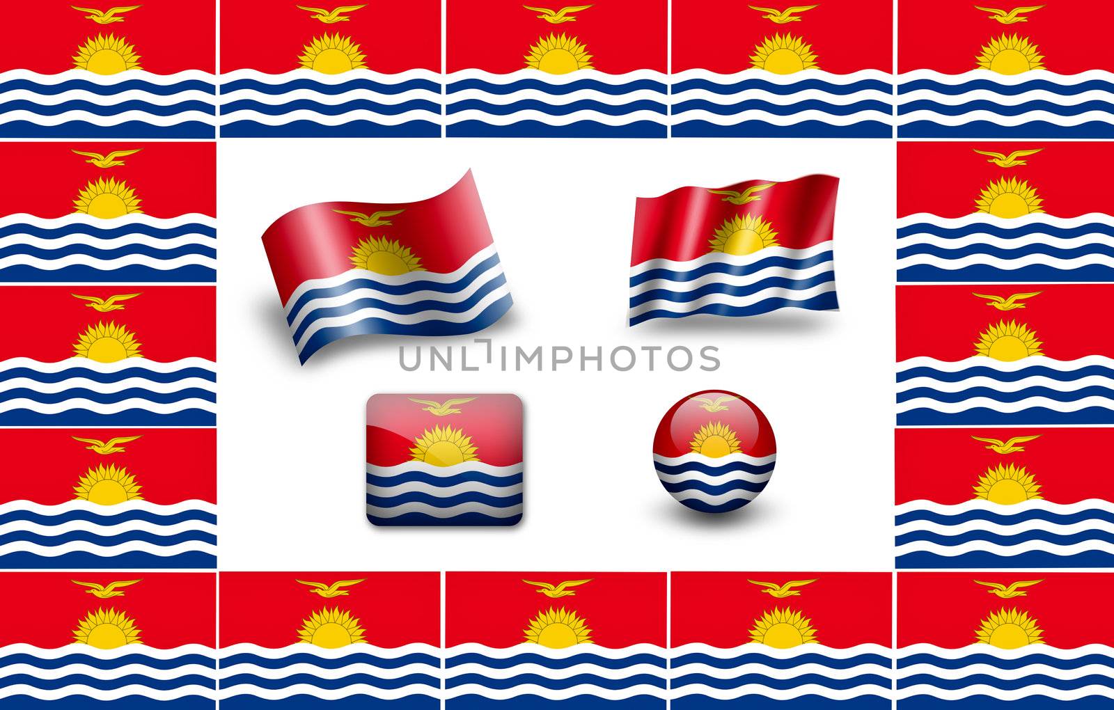 Flag of Kiribati. icon set. flags frame. by ewastudio