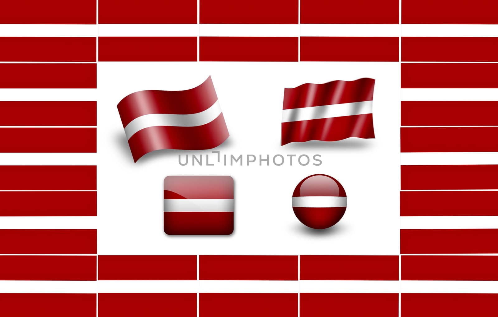 Flag of Latvia. icon set. flags frame.