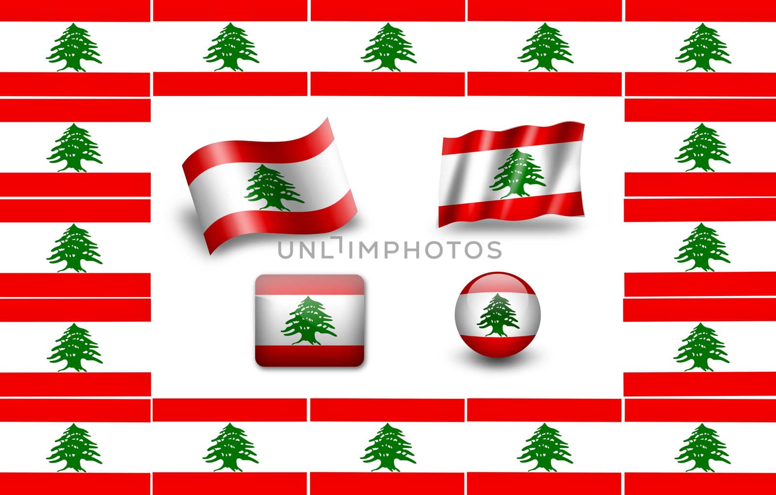 Flag of Lebanon. icon set. flags frame.