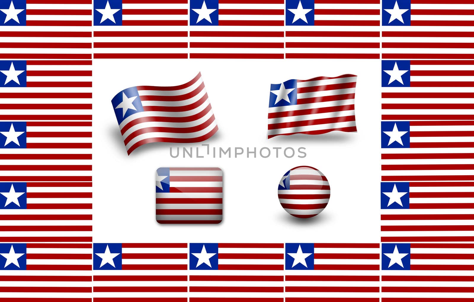 Flag of Liberia. icon set. flags frame. by ewastudio