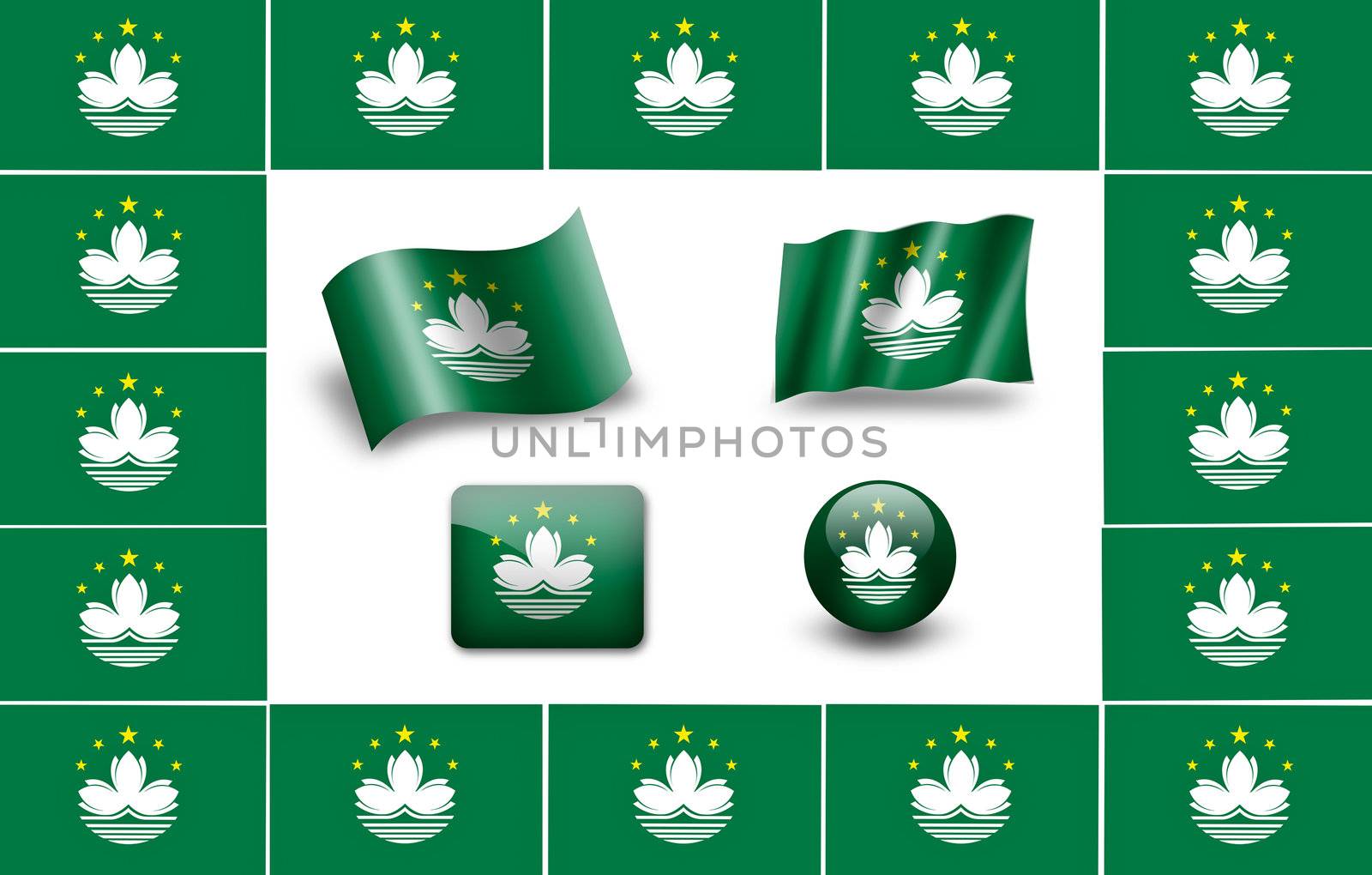 Flag of Macau. icon set. flags frame