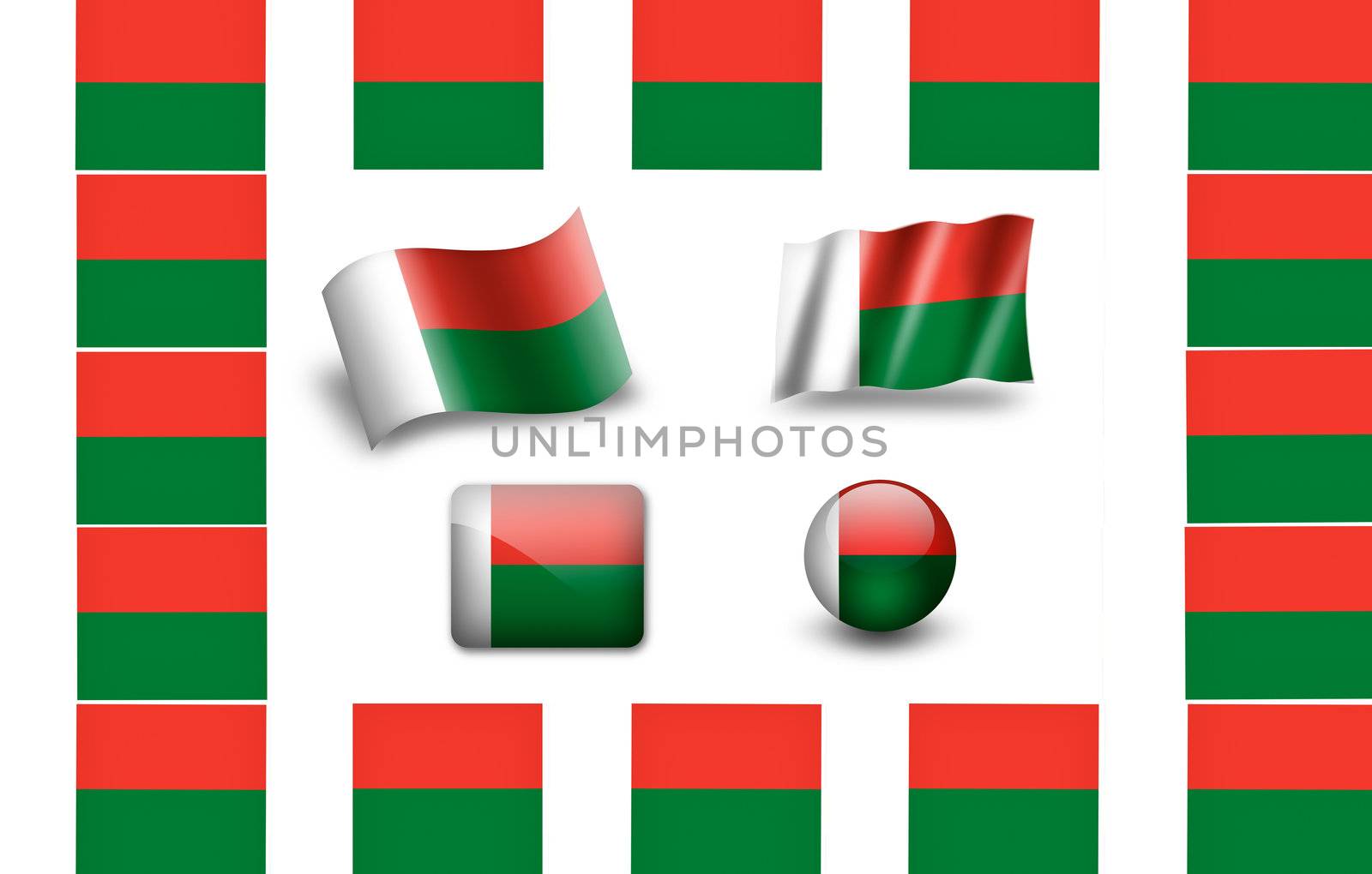 Flag of Madagascar.icon set. flags frame