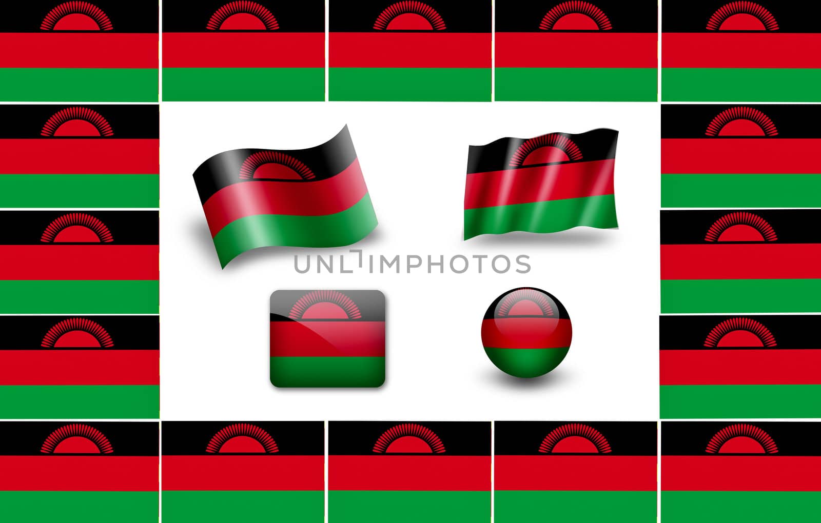 Flag of Malawi. icon set. flags frame by ewastudio