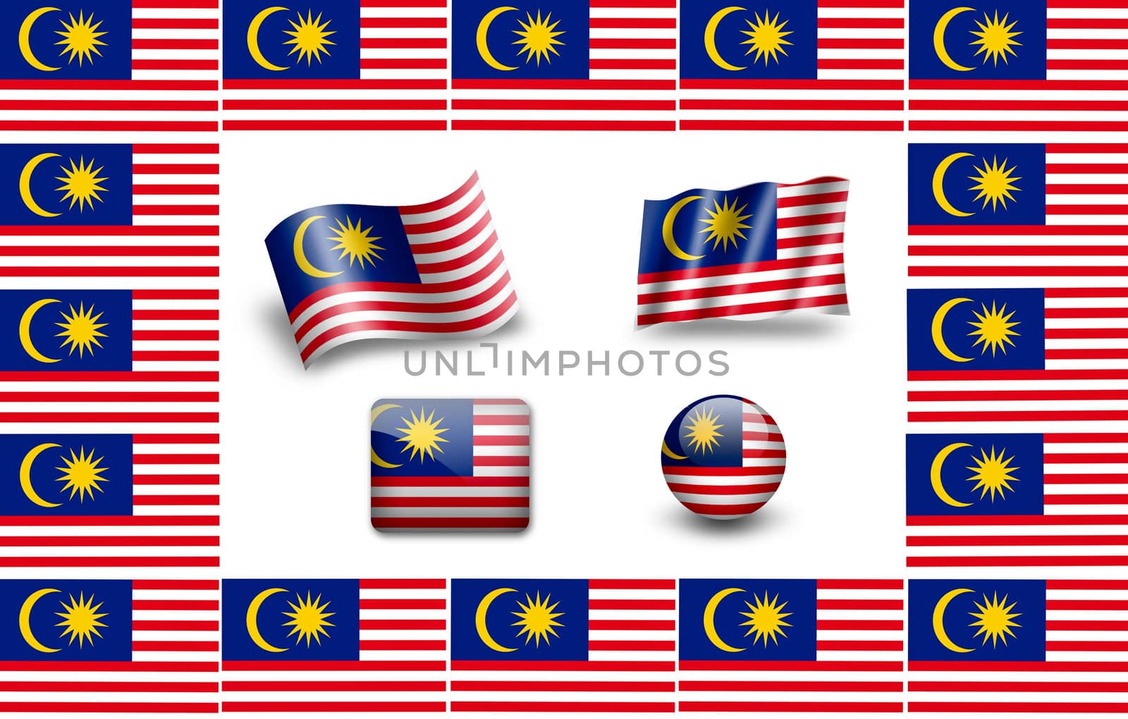 Flag of Malaysia. icon set. flags frame by ewastudio