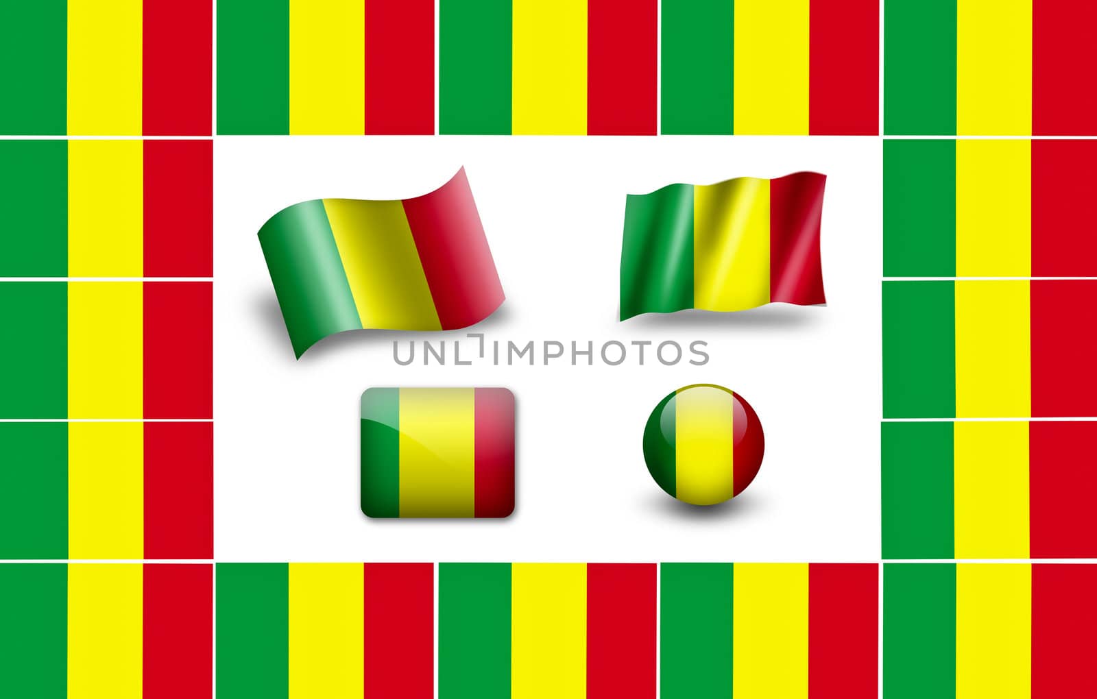 Flag of Mali. icon set. flags frame