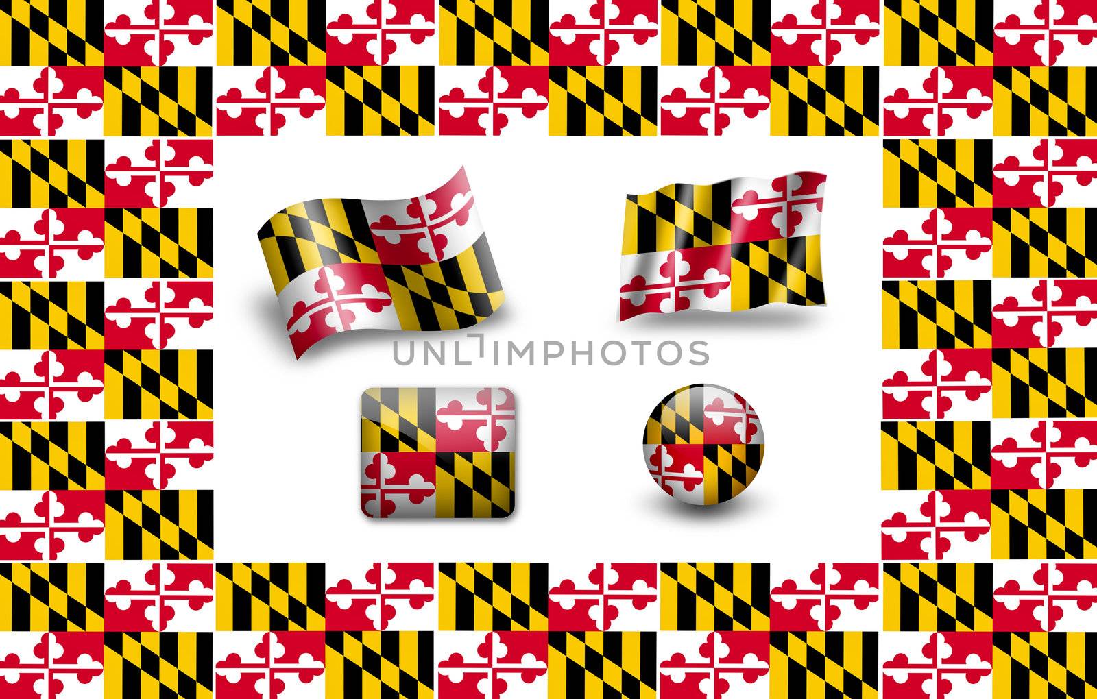 Flag of Maryland.  icon set. flags frame by ewastudio