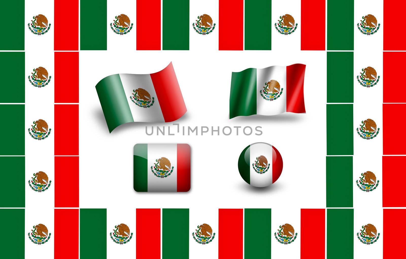 Flag of Mexico.  icon set. flags frame