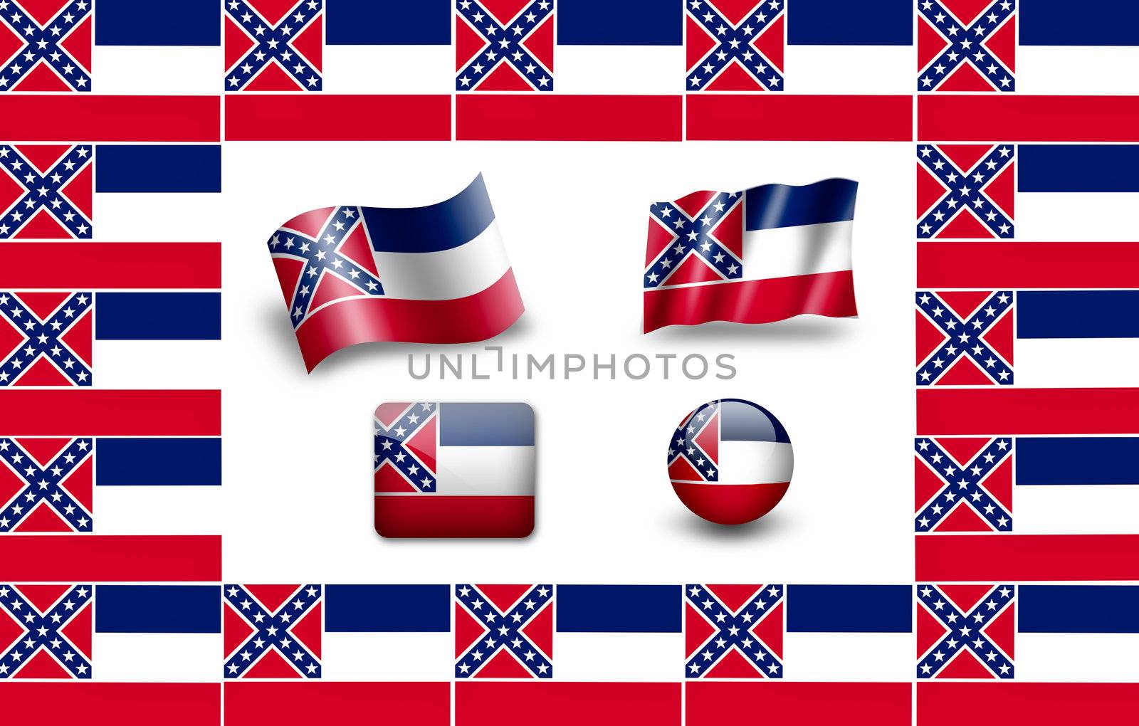 flag of Mississippi. icon set. flags frame