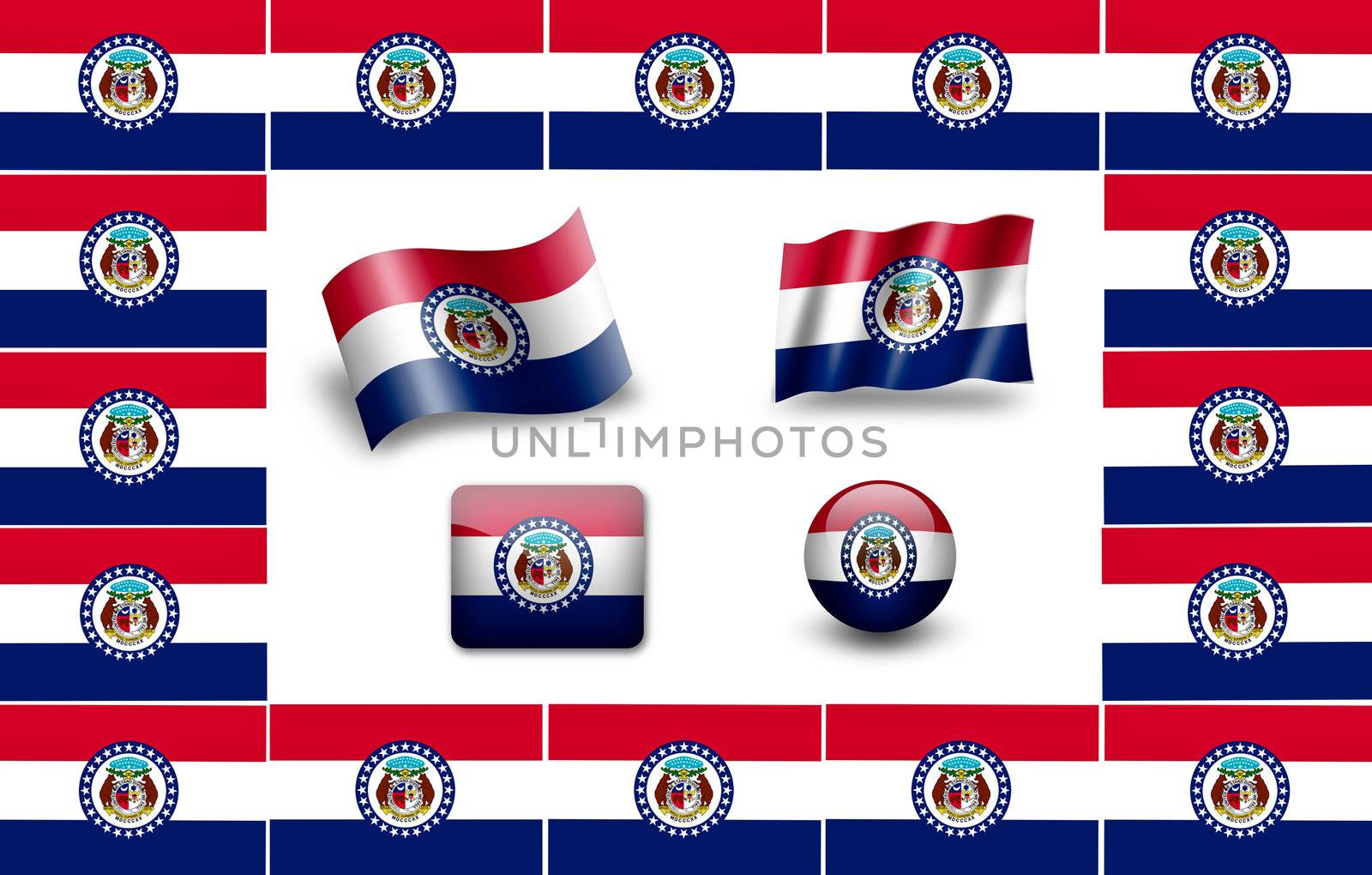 Flag of Missouri. icon set. flags frame by ewastudio