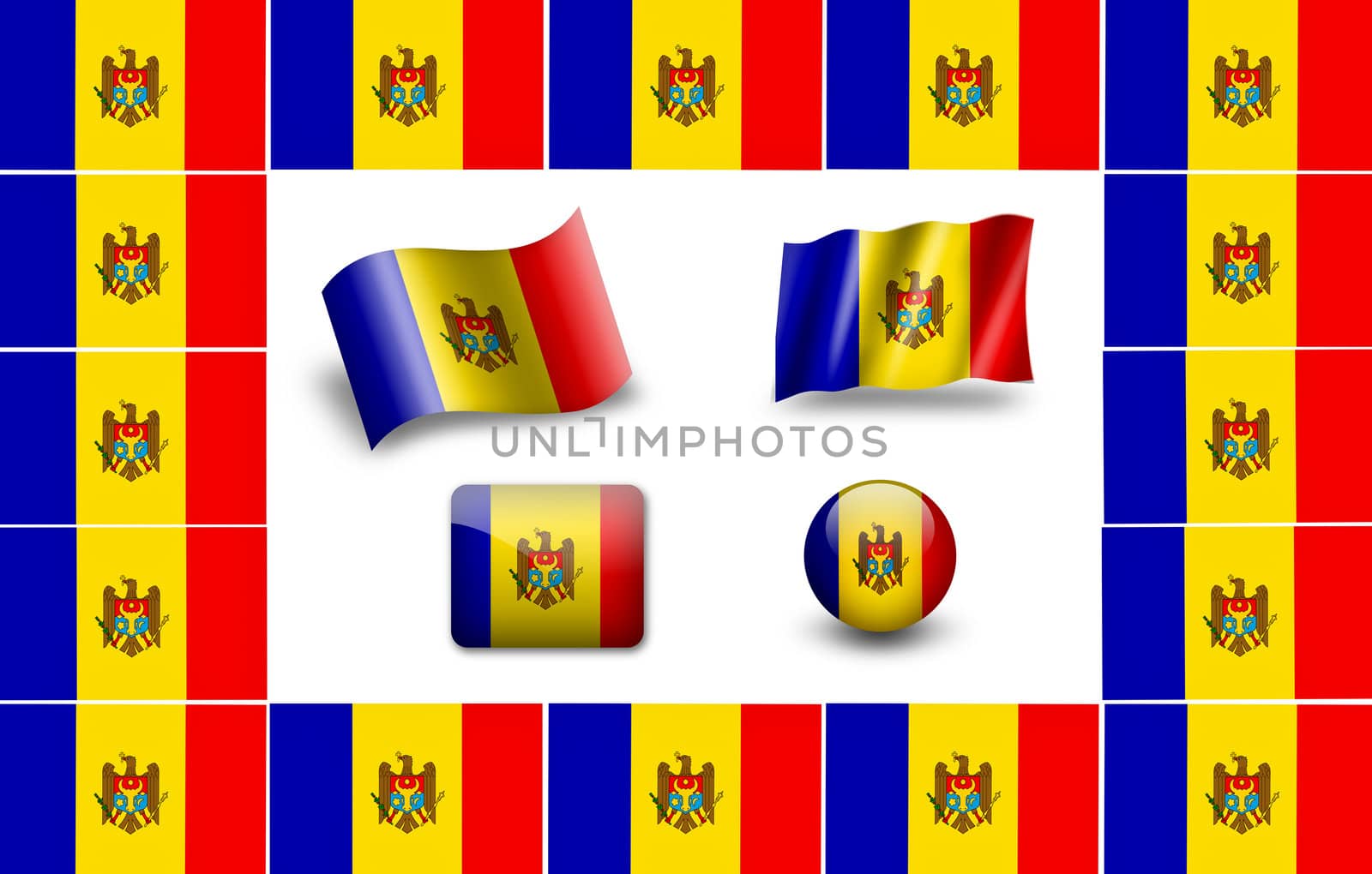 flag of Moldova. icon set. flags frame by ewastudio