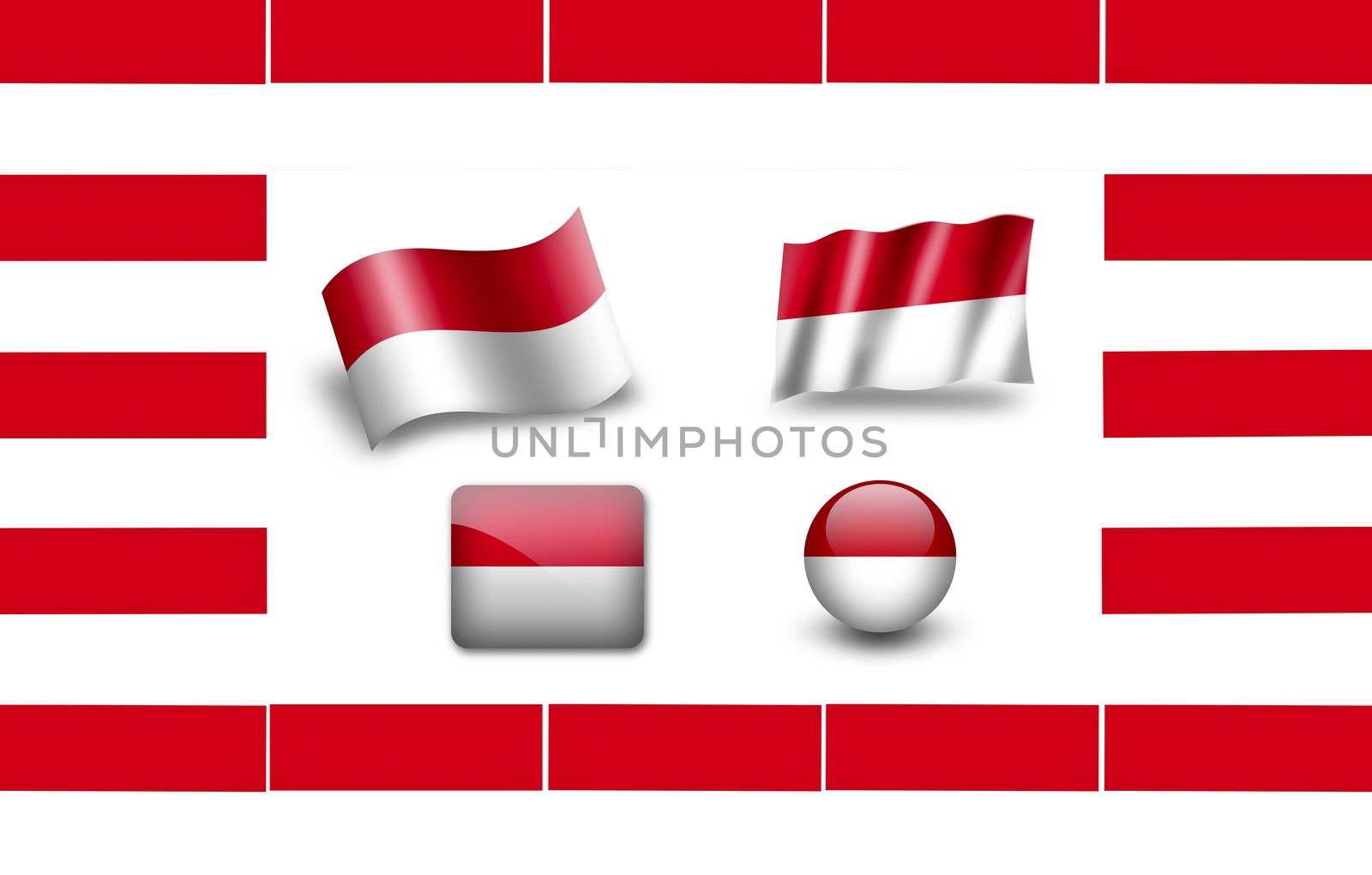 Flag of Monaco. icon set. flags frame by ewastudio