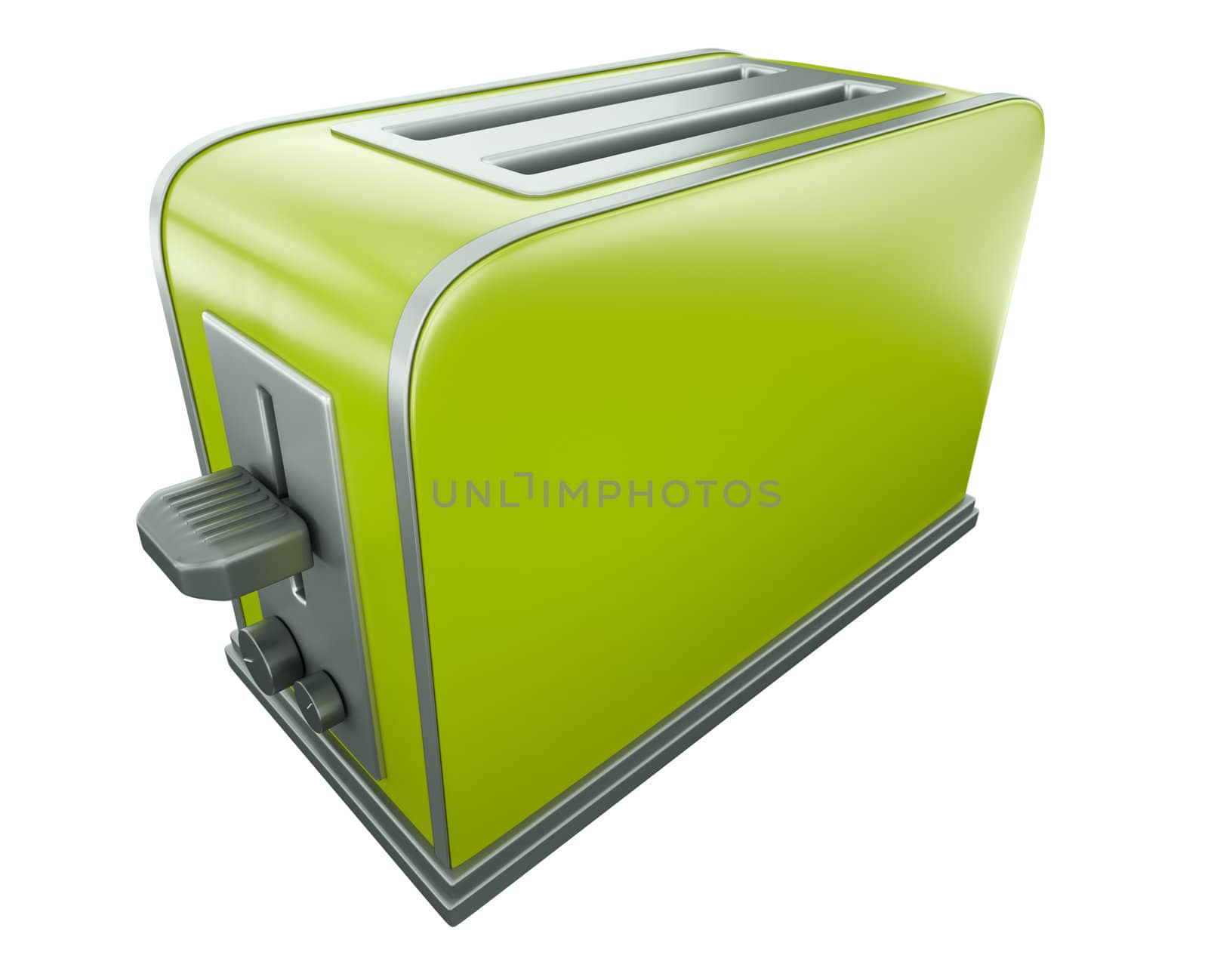 Green toaster. 3D rendered image.