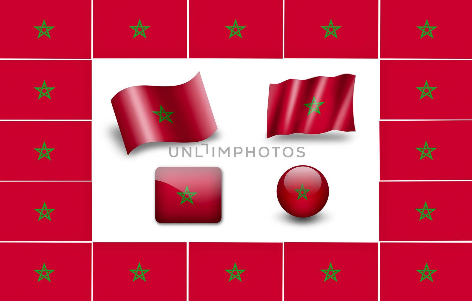 Flag of Morocco. icon set. flags frame