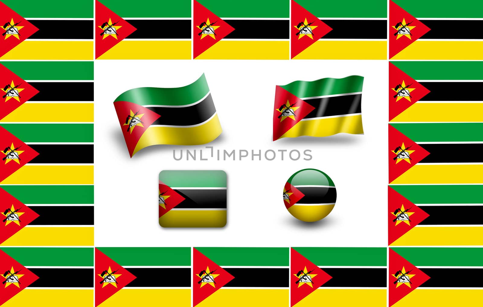 flag of Mozambique. icon set. flags frame by ewastudio