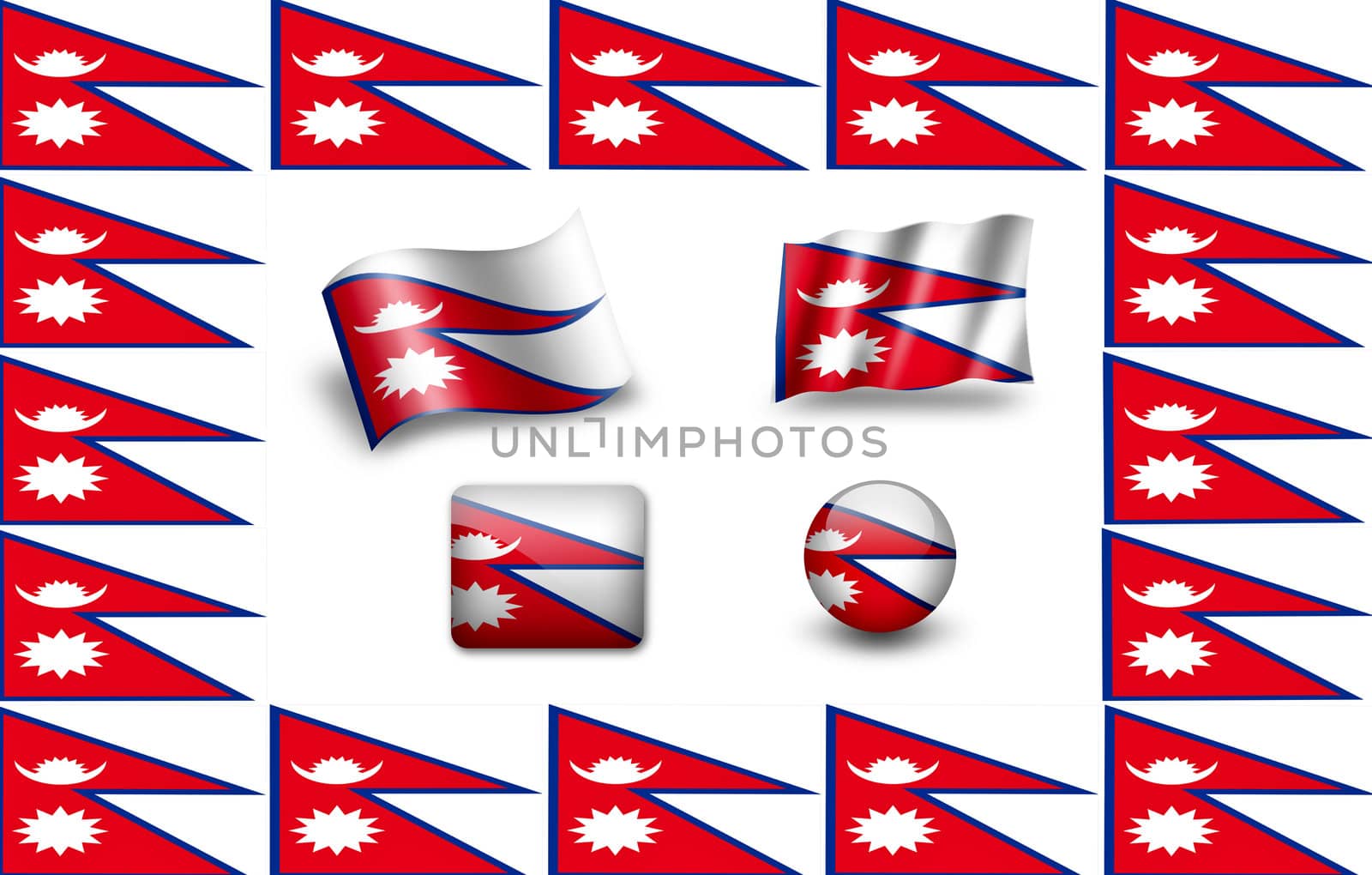 Flag of Nepal. icon set. flags frame by ewastudio