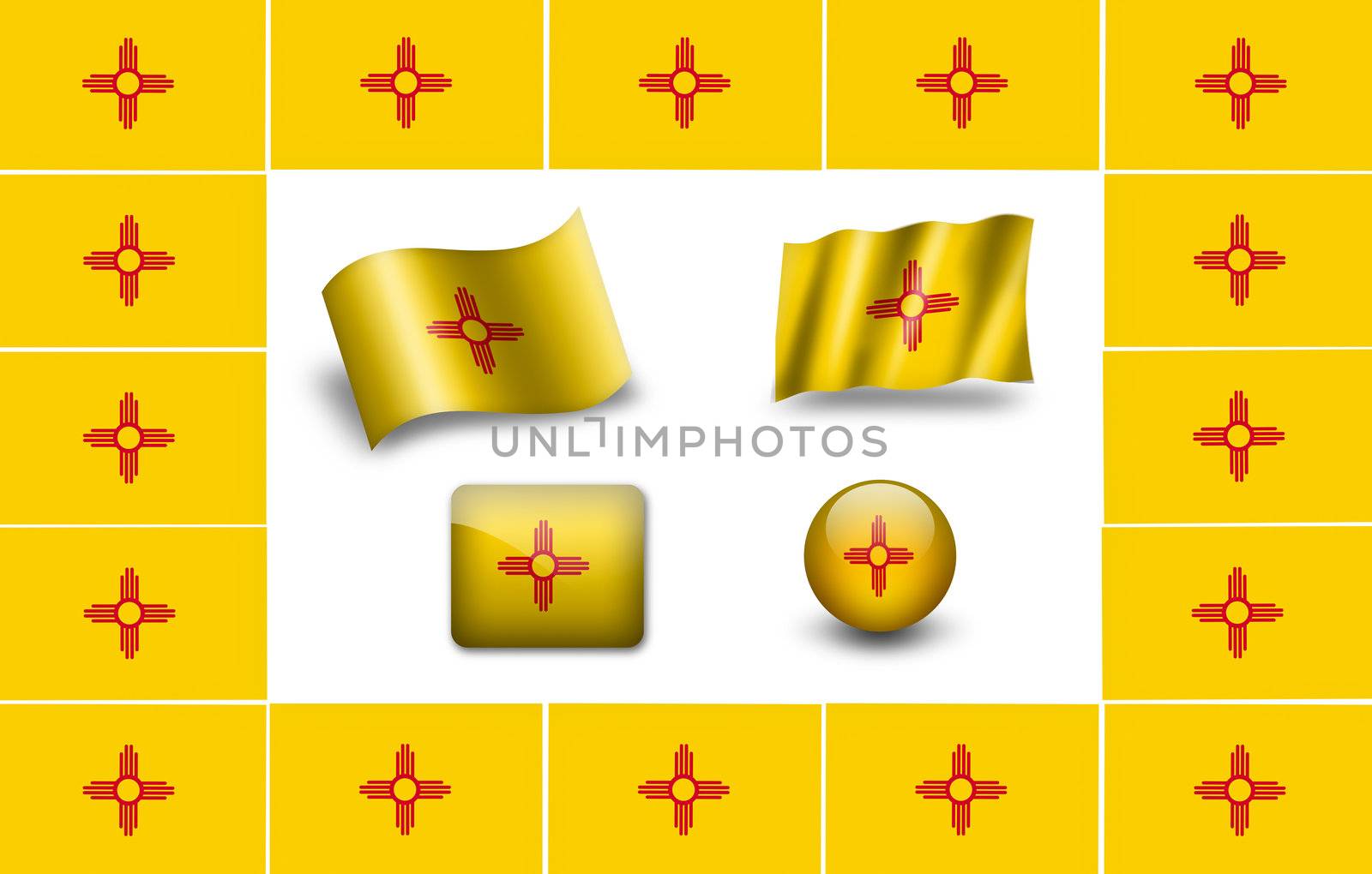 Flag of New Mexico. icon set. flags frame