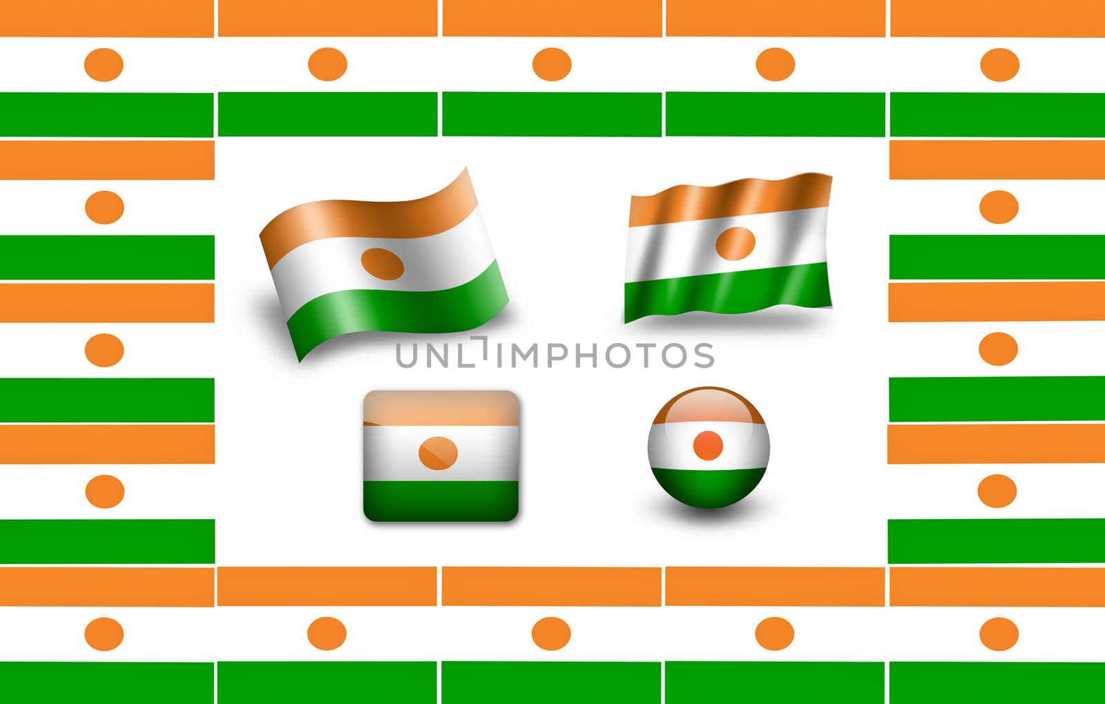 Flag of Niger. icon set. flags frame