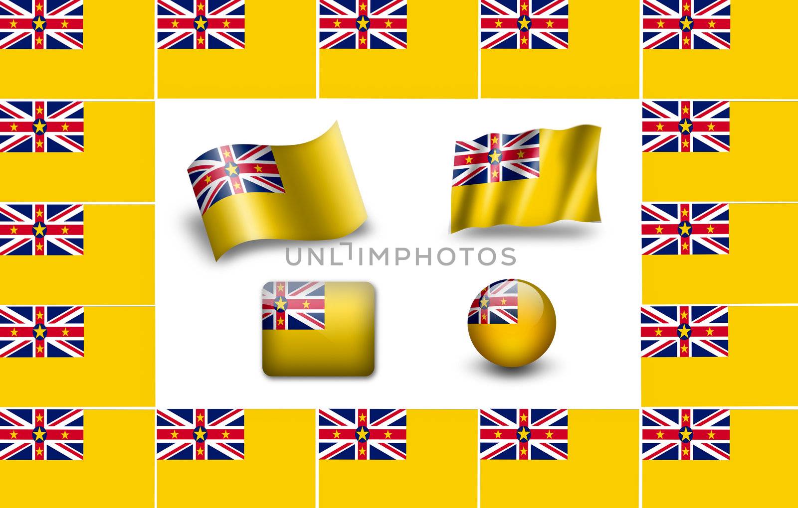 Flag of Niue.  icon set. flags frame.