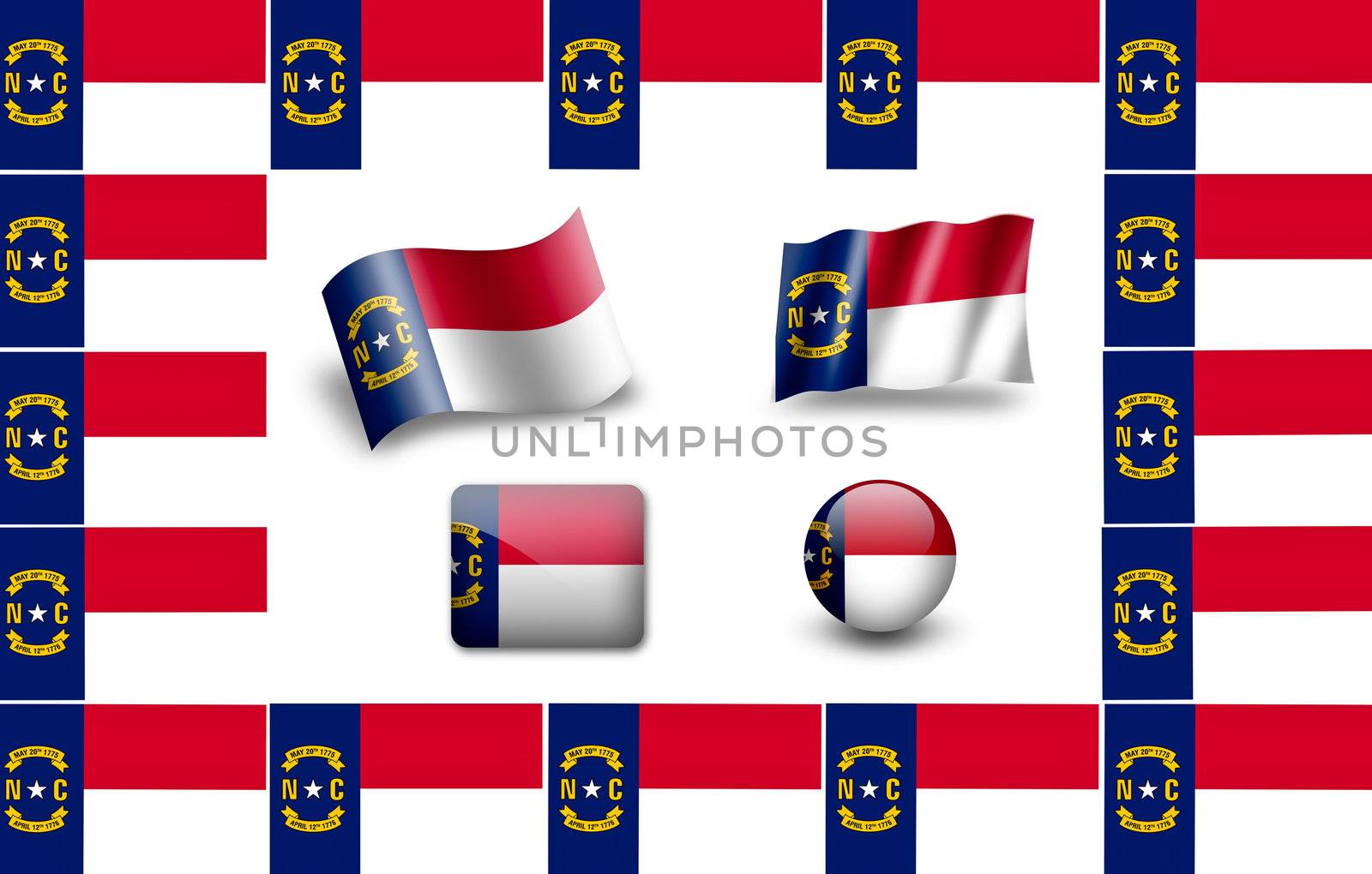 Flag of North Carolina, USA.  icon set. flags frame.