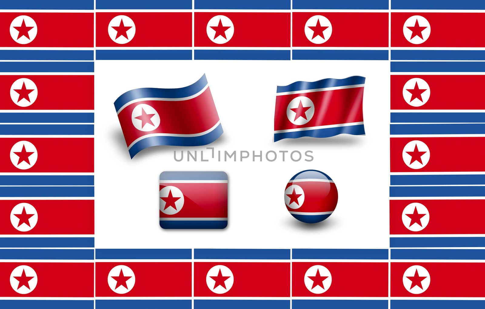 Flag of North Korea. icon set. flags frame. by ewastudio