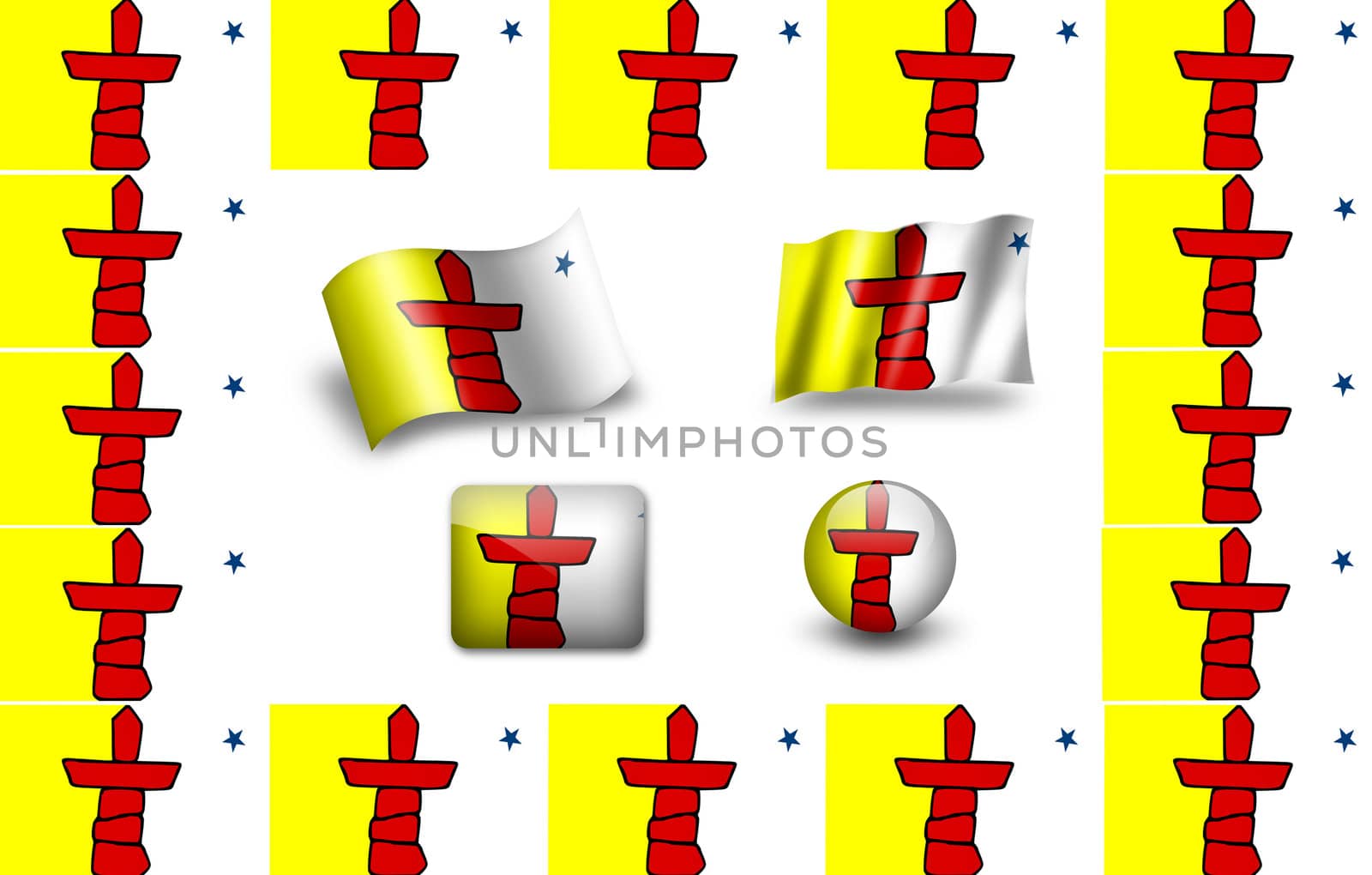 flag of Nunavut.  icon set. flags frame. by ewastudio