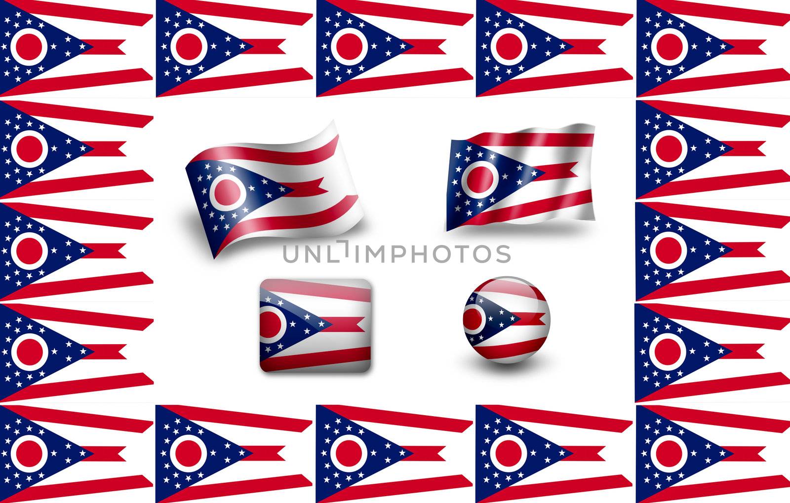 Flag of Ohio (USA).  icon set. flags frame. by ewastudio