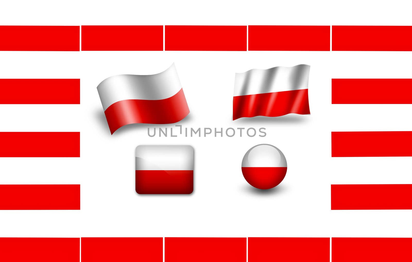 Flag of Poland. icon set. flags frame.