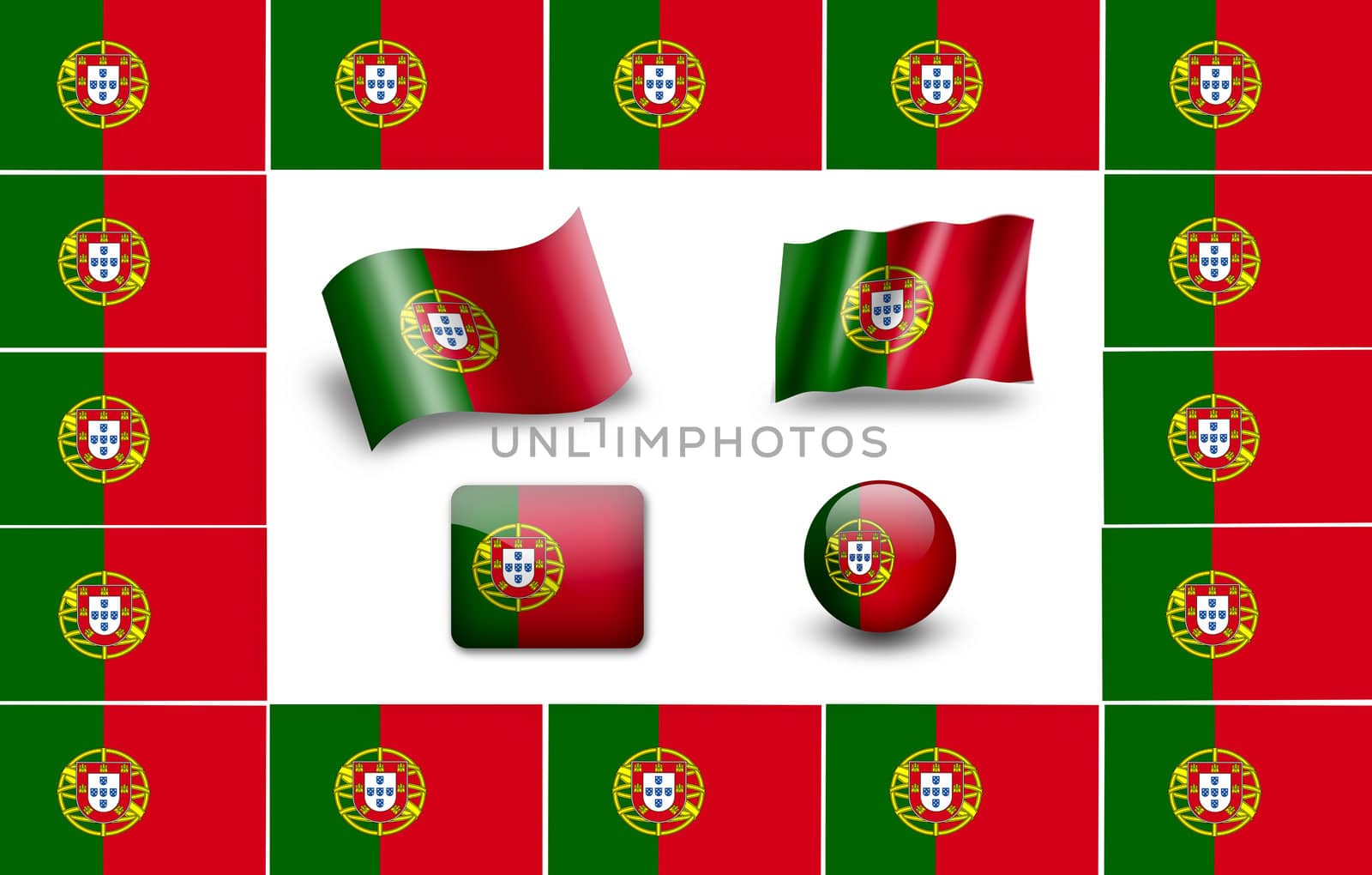 Flag of Portugal. icon set. flags frame. by ewastudio