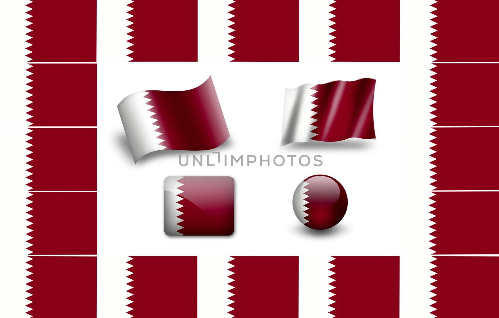 Flag of Qatar.  icon set. flags frame.