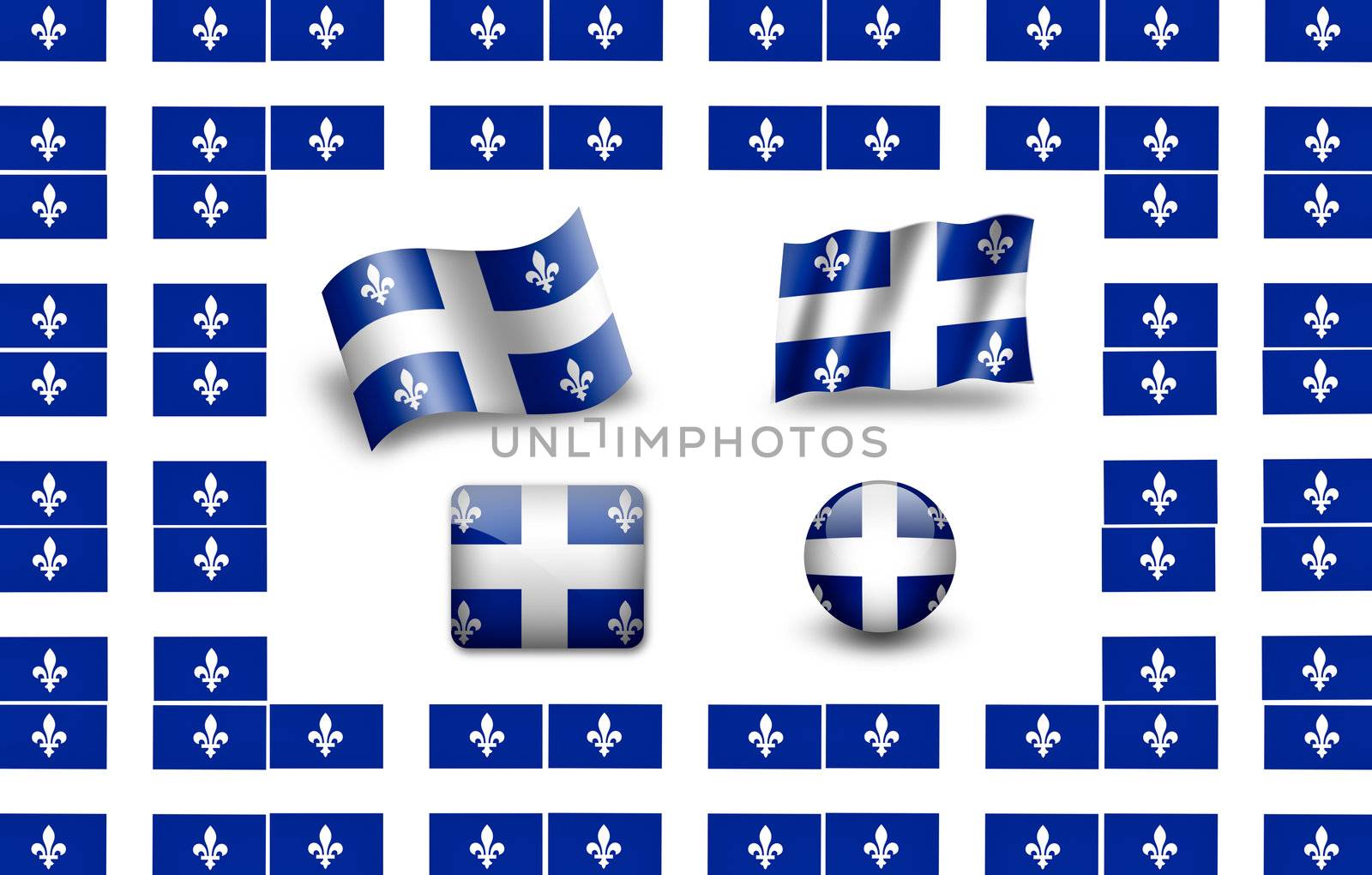 Flag of Quebec (Canada).icon set. flags frame. by ewastudio