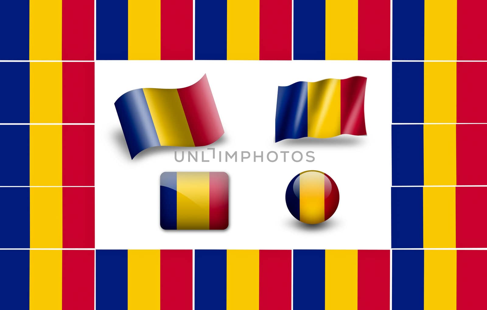 Flag of Romania. icon set. flags frame. by ewastudio