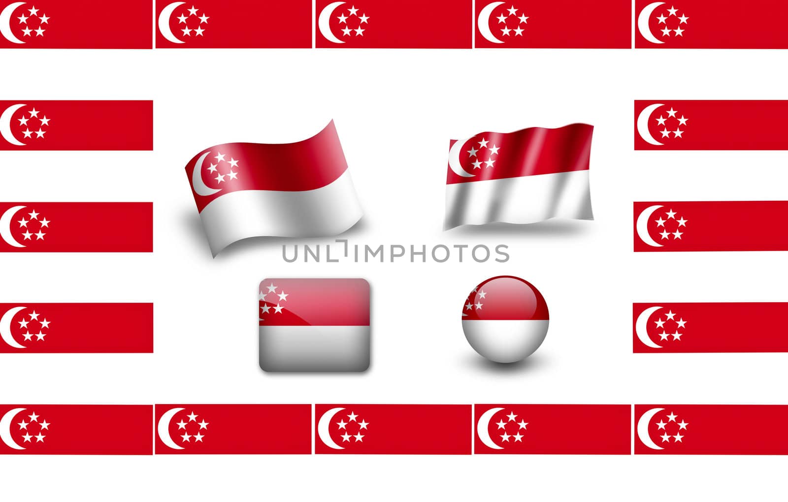 Flag of Singapore. icon set. flags frame. by ewastudio
