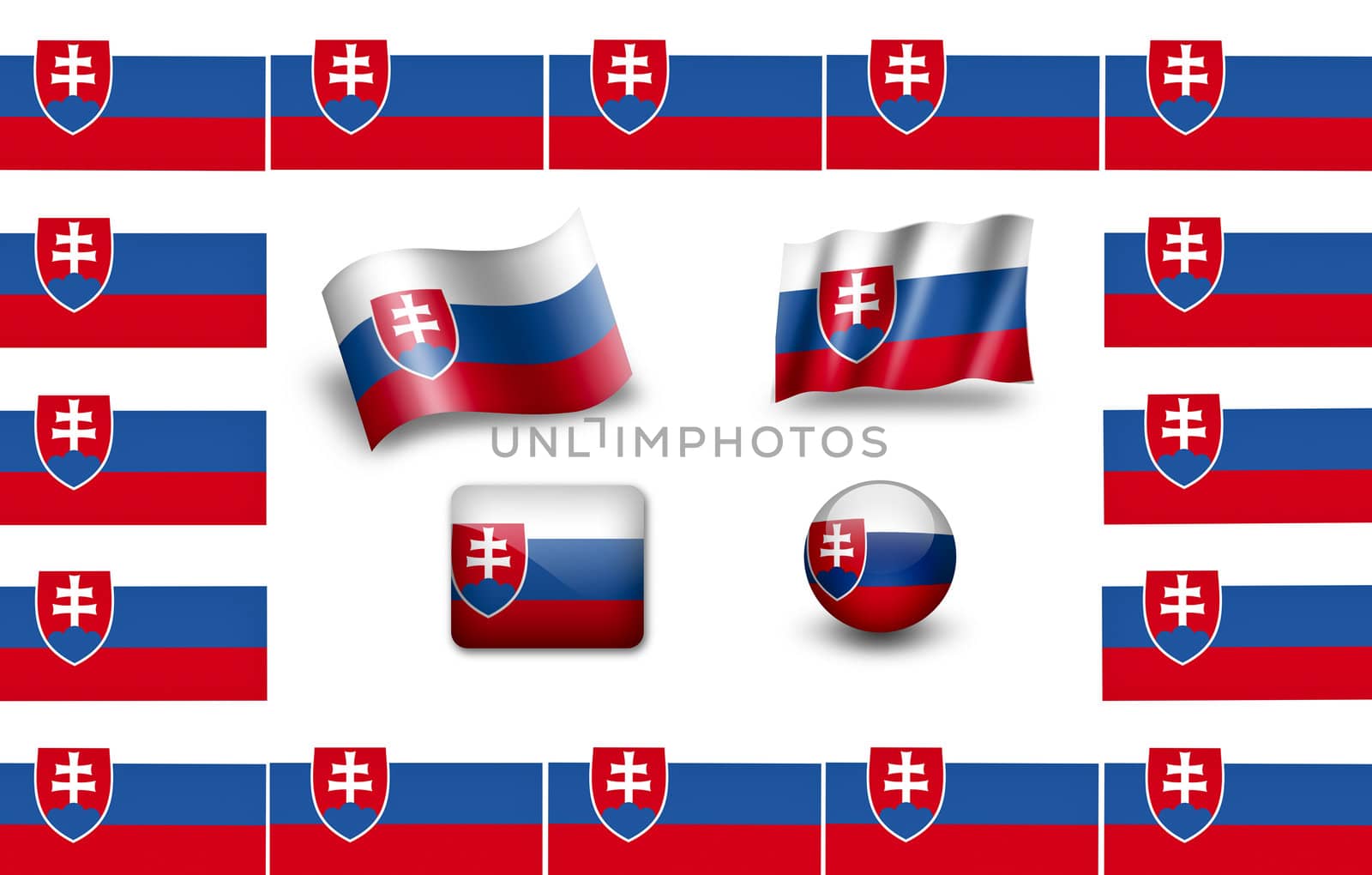 Flag of Slovakia. icon set. flags frame. by ewastudio