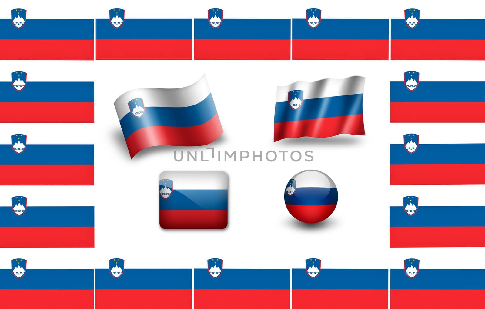 Flag of Slovenia. icon set. flags frame.