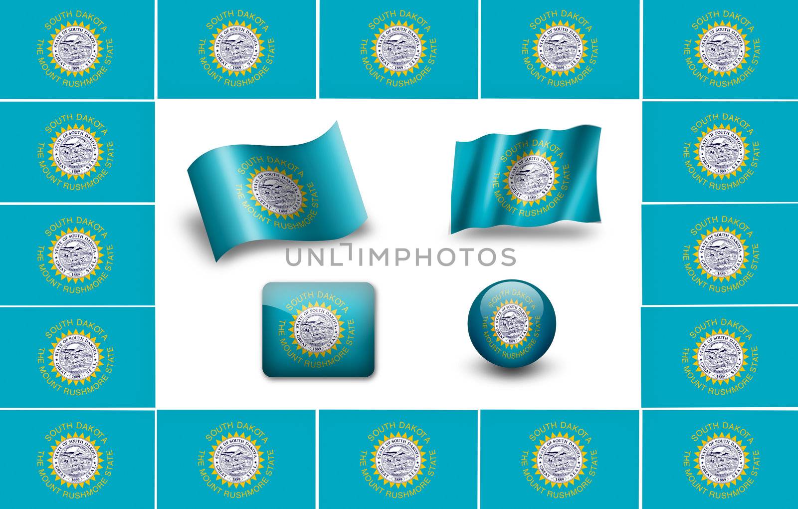 flag of South Dakota. icon set by ewastudio