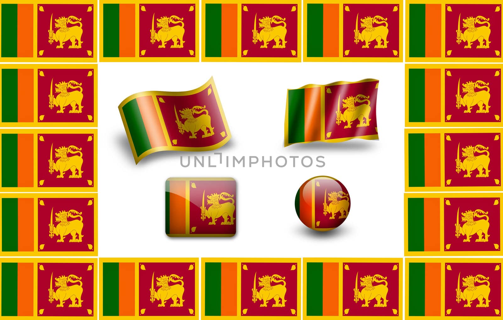 Flag of Sri Lanka. icon set. flags frame.