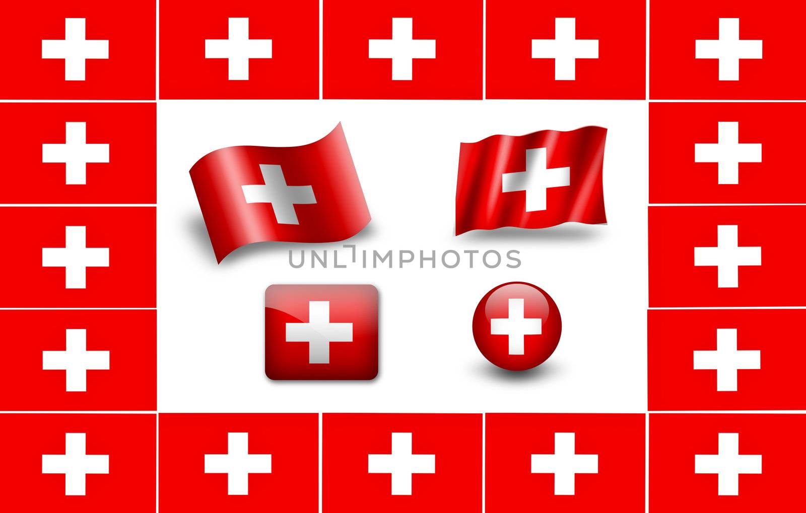 Flag of Switzerland. icon set. flags frame by ewastudio