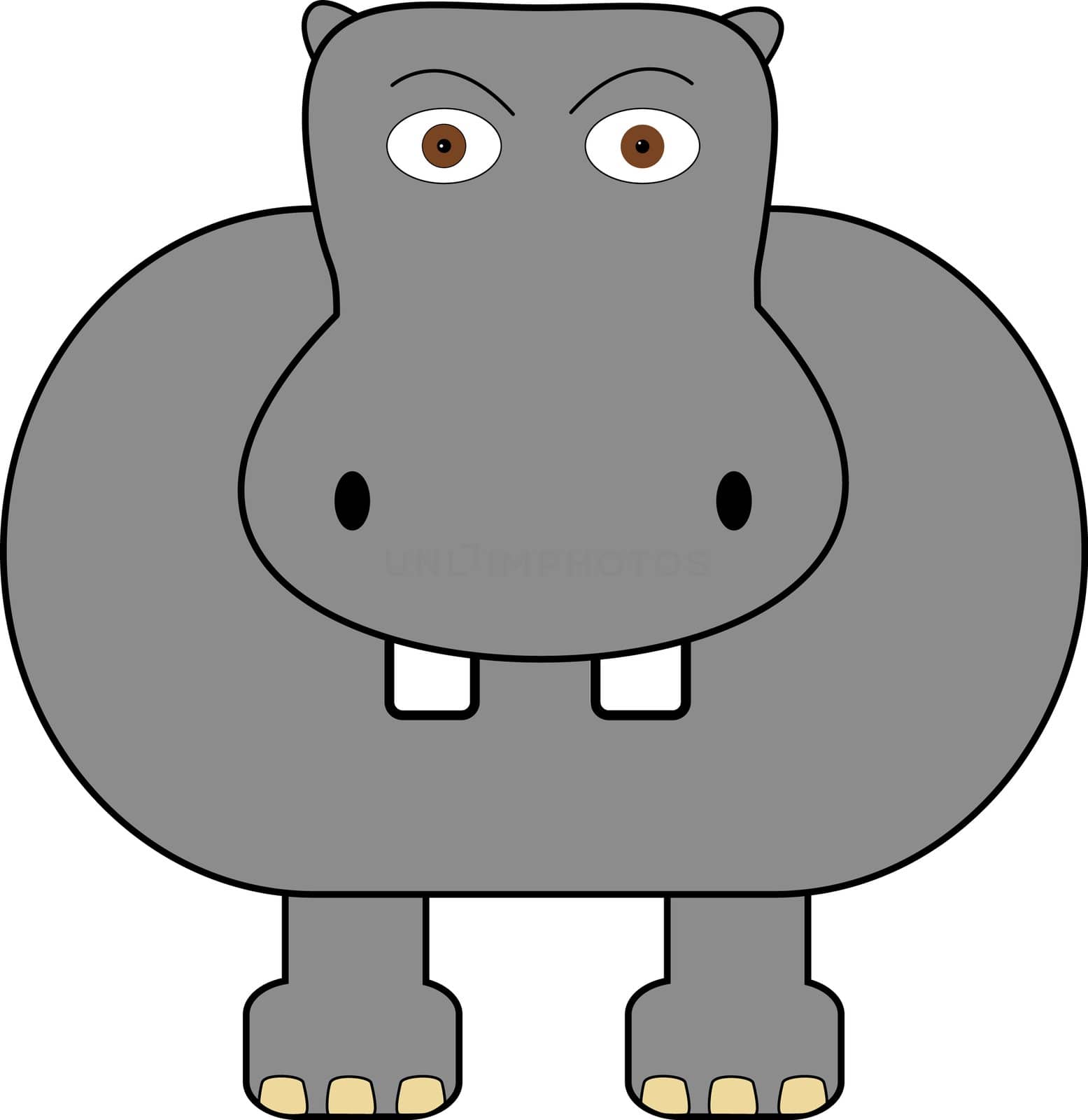 A vector hippo on a plain white background