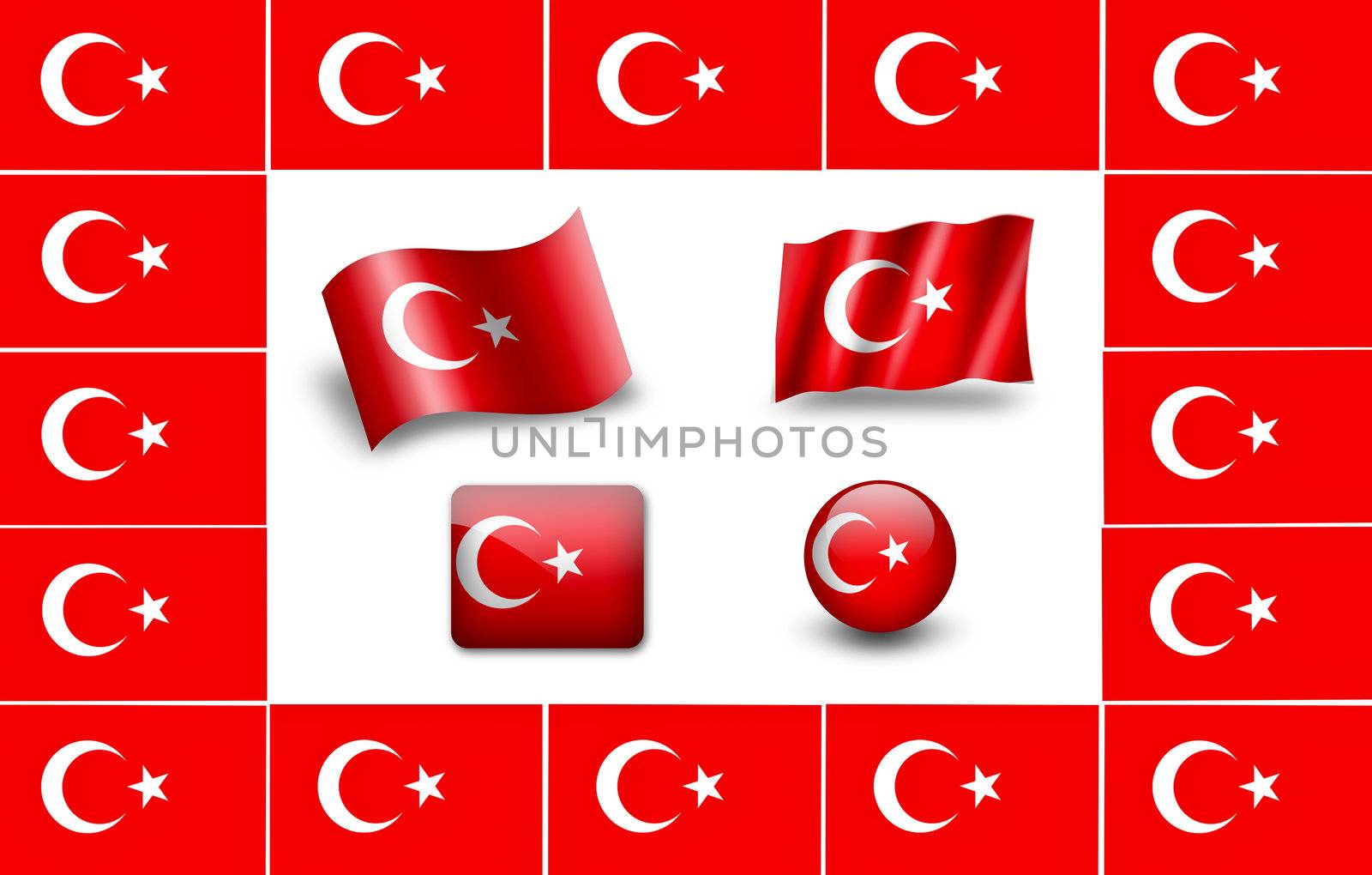 Flag of turkey. icon set. flags frame