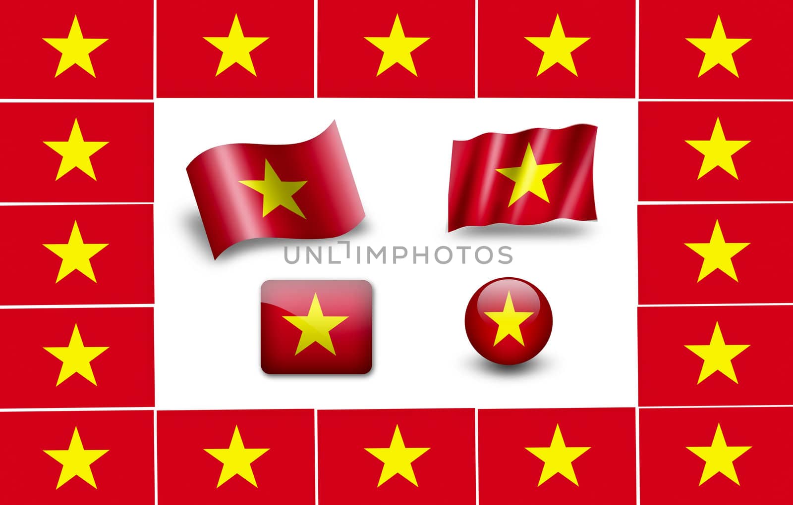 flag of vietnam. icon set. flags frame. by ewastudio