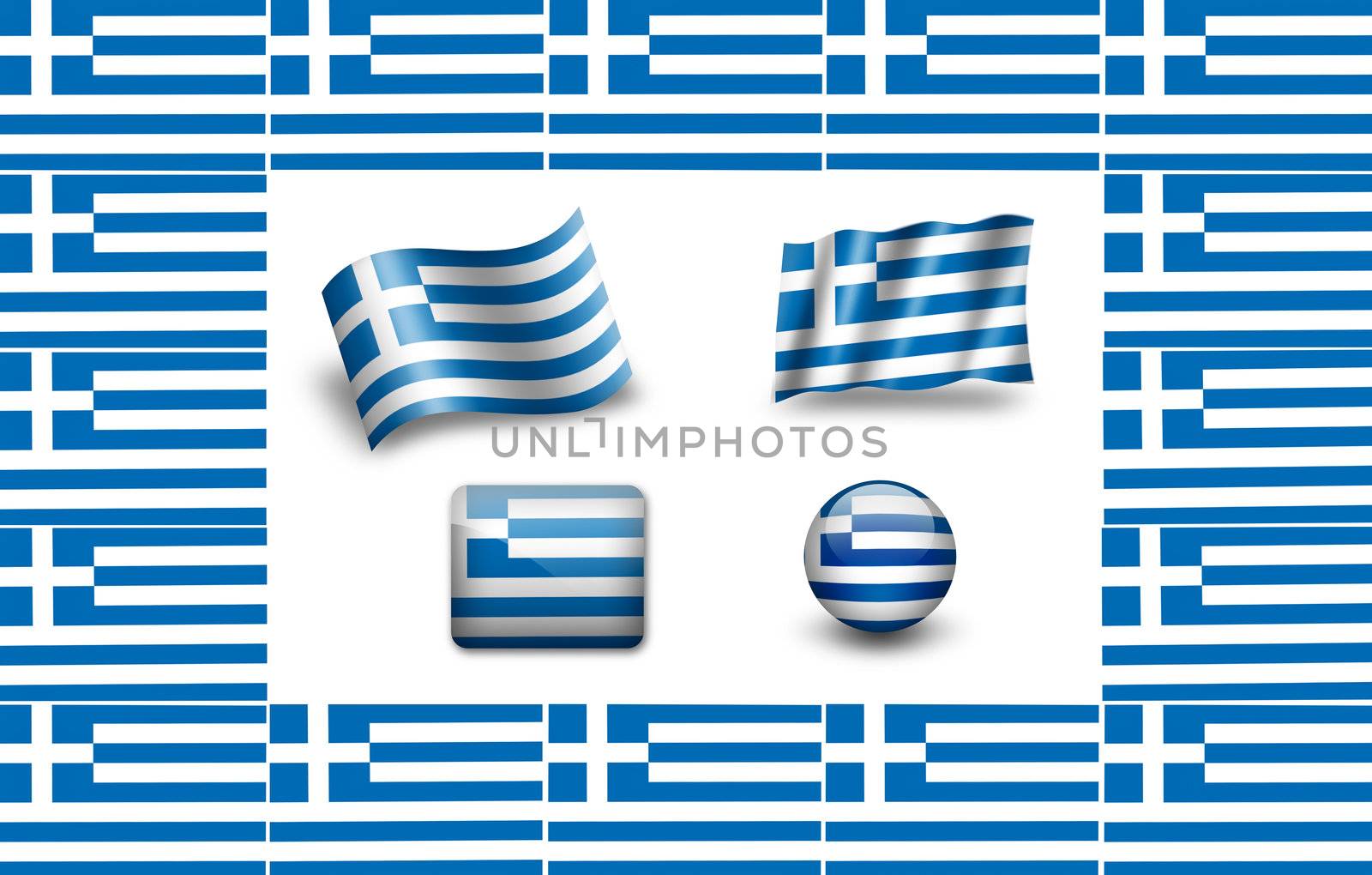 Greece flag. icon set. by ewastudio