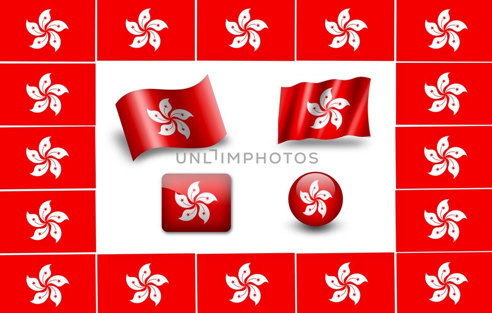 Hong Kong flag. icon set