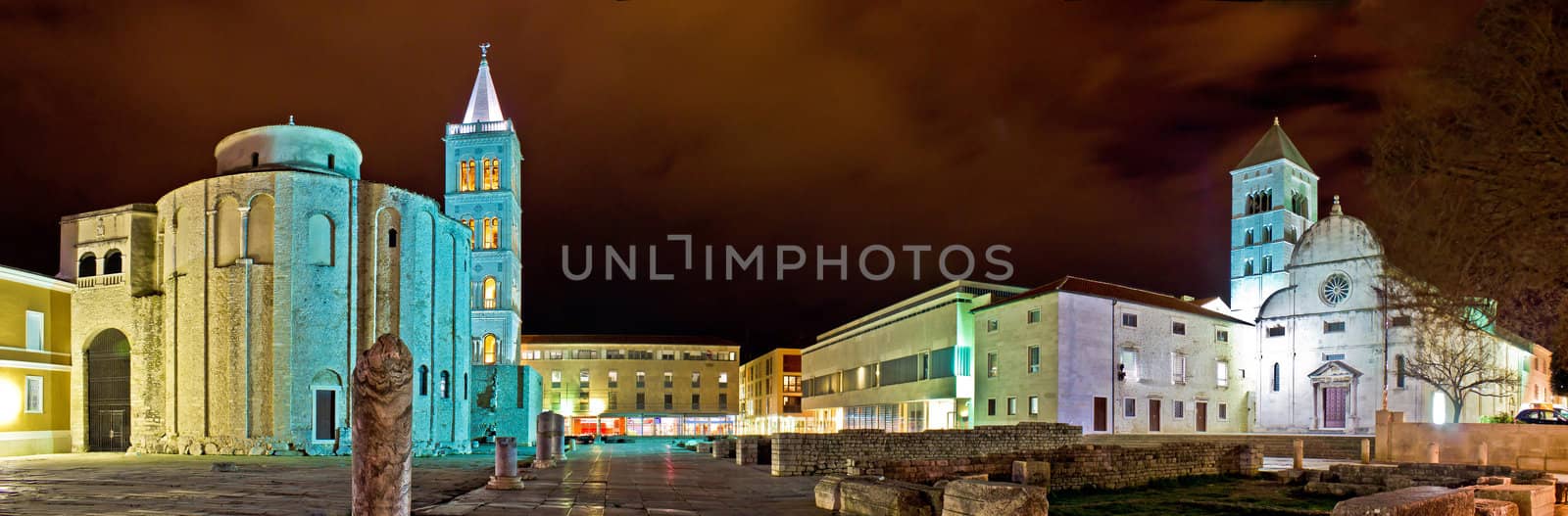 Old Zadar square panoramic night view by xbrchx