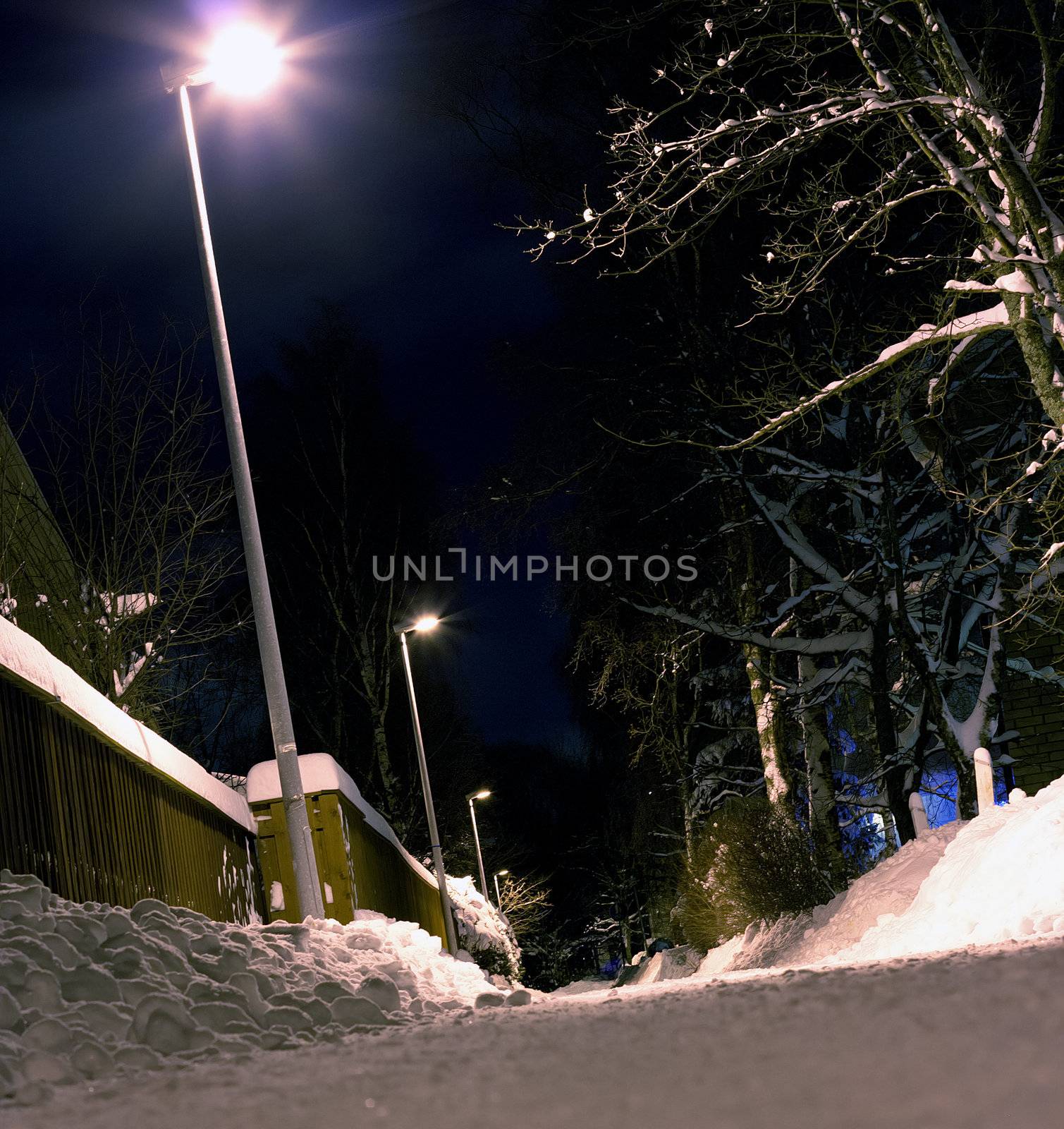 Finnish winternight shot from the groundlevel