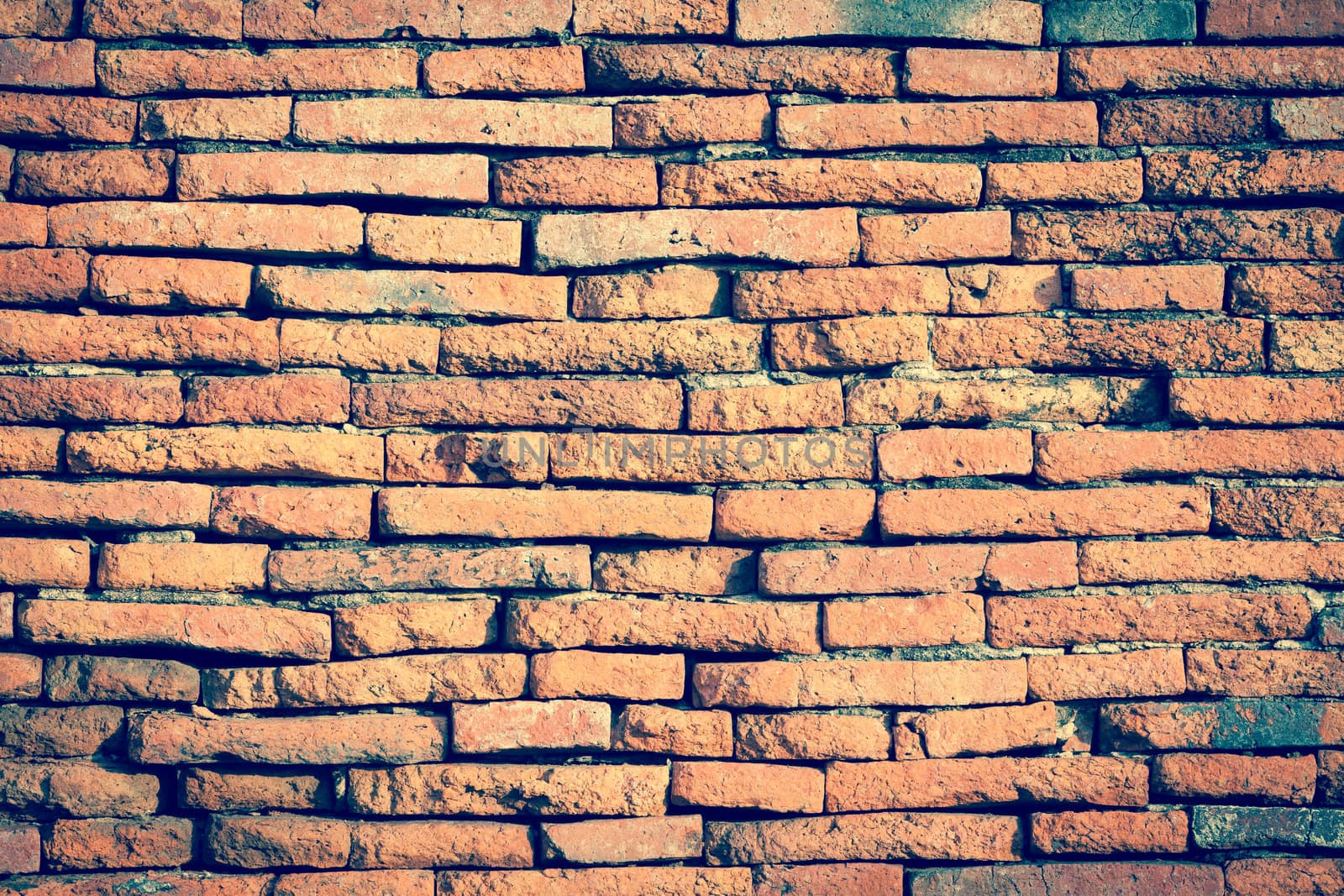 Texture of old brick wall at Ayudhaya near Bangkok, Thailand.
