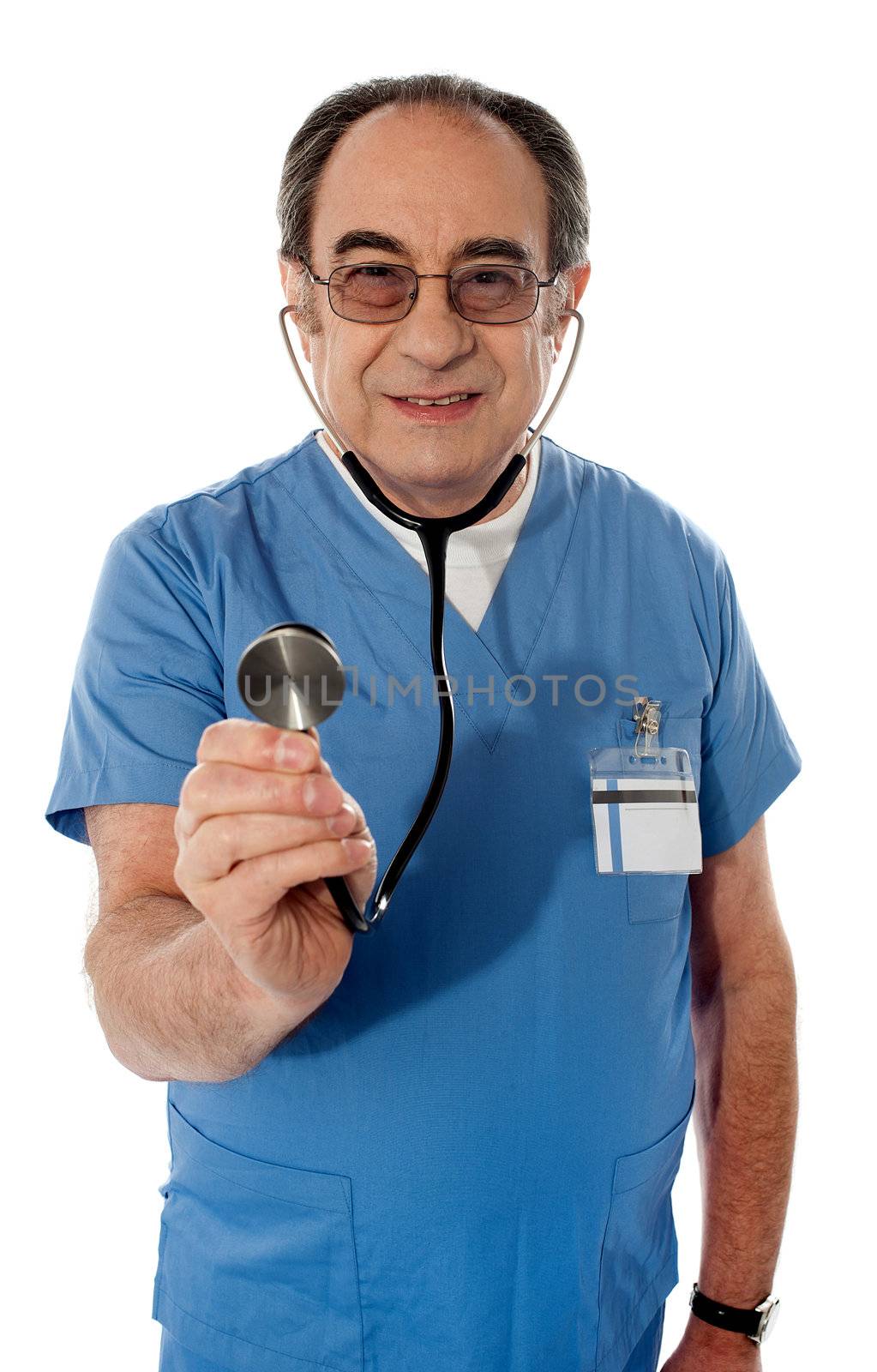 Senior specialist checking your heartbeats