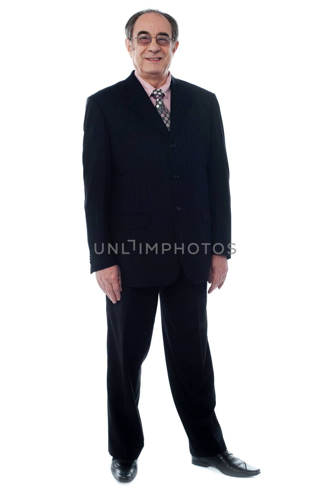 Man standing in natural way on white background