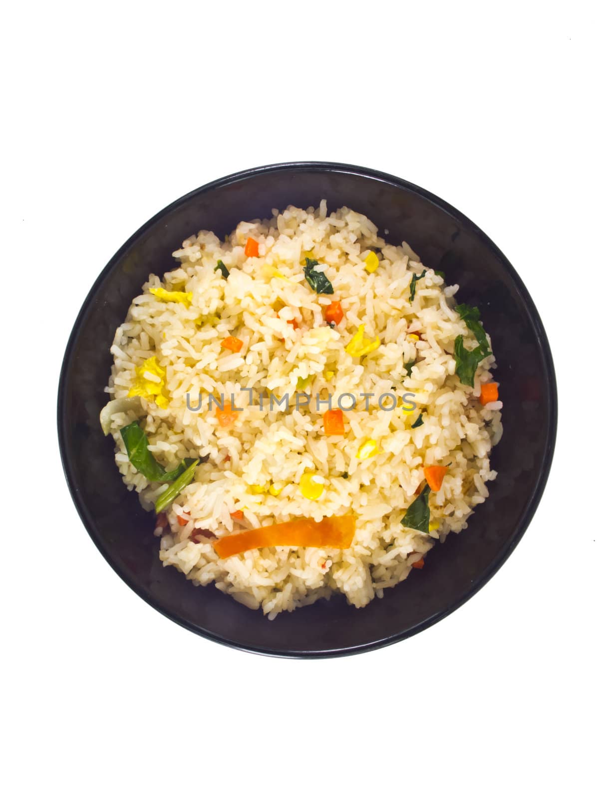 This is a Fried rice in black Bowl,It's a thai food