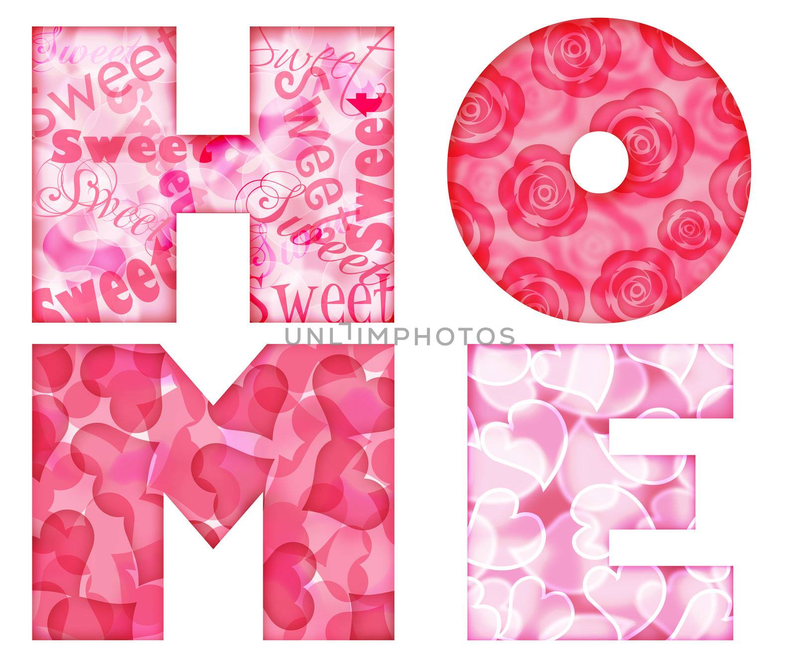 Home Alphabet Letters with Floral and Hearts by jpldesigns