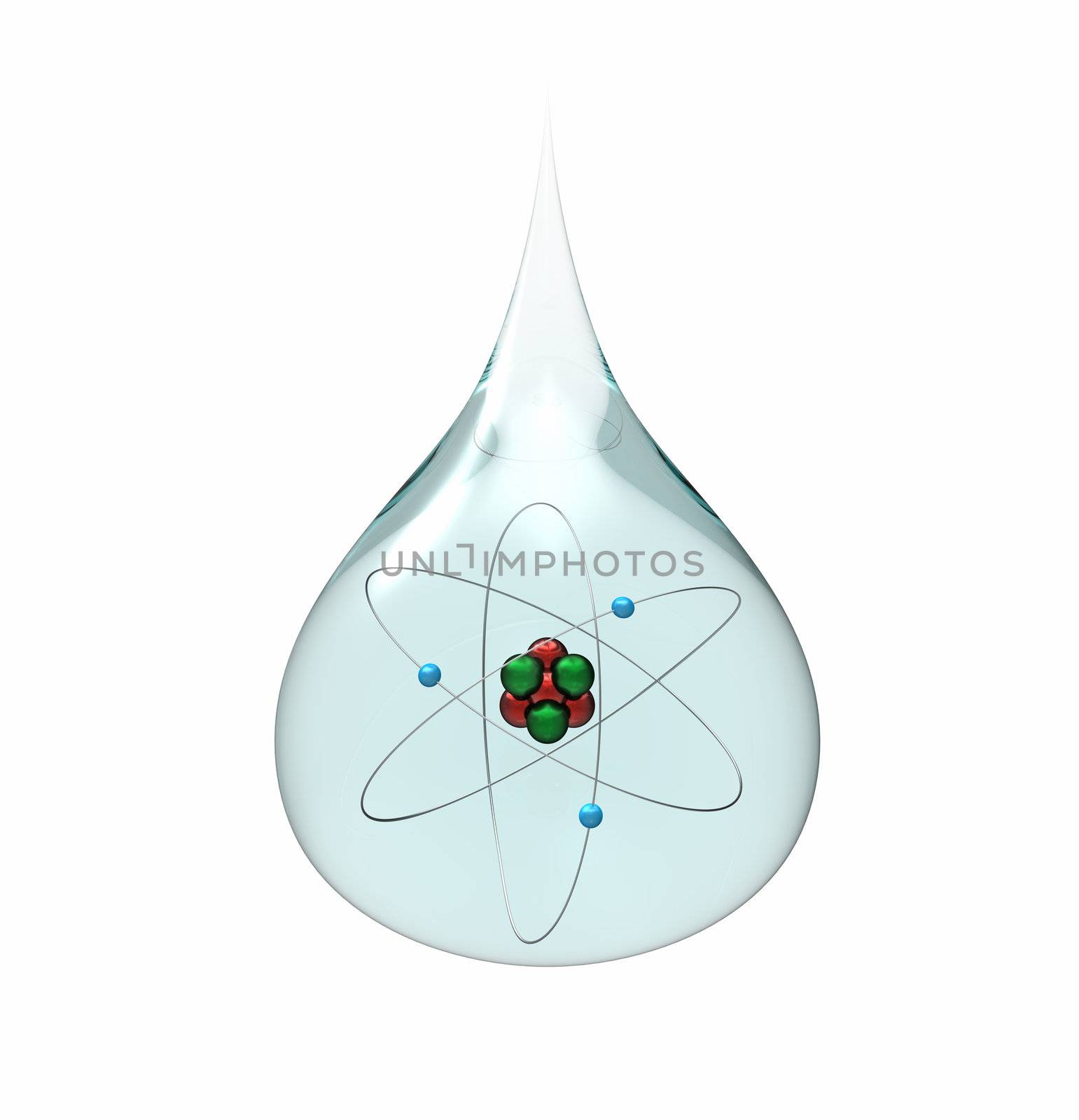 Drop of water with lithium atom by Boris15